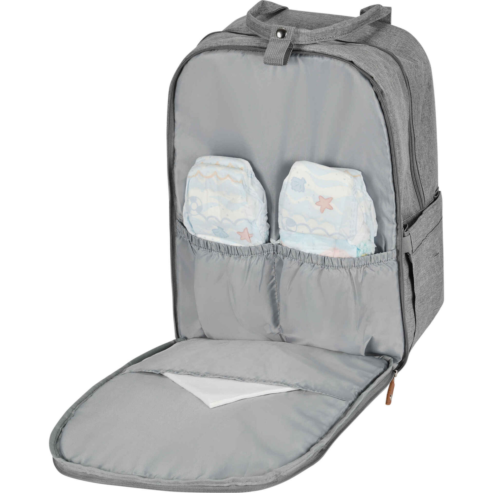 Mochila com Muda Fraldas Cinza Clara
