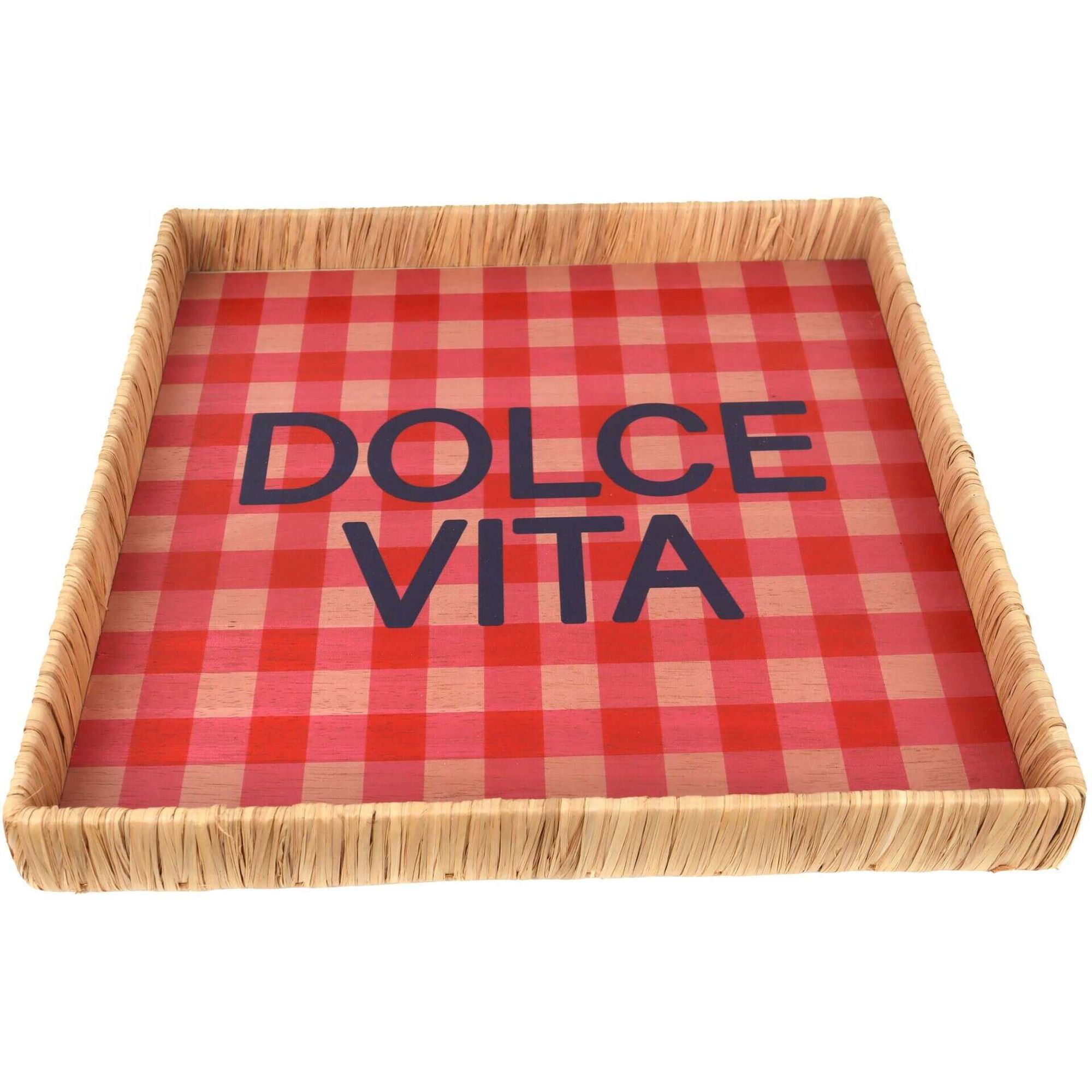 Tabuleiro Madeira 34x34cm Quadrados Dolce Vita Kasa