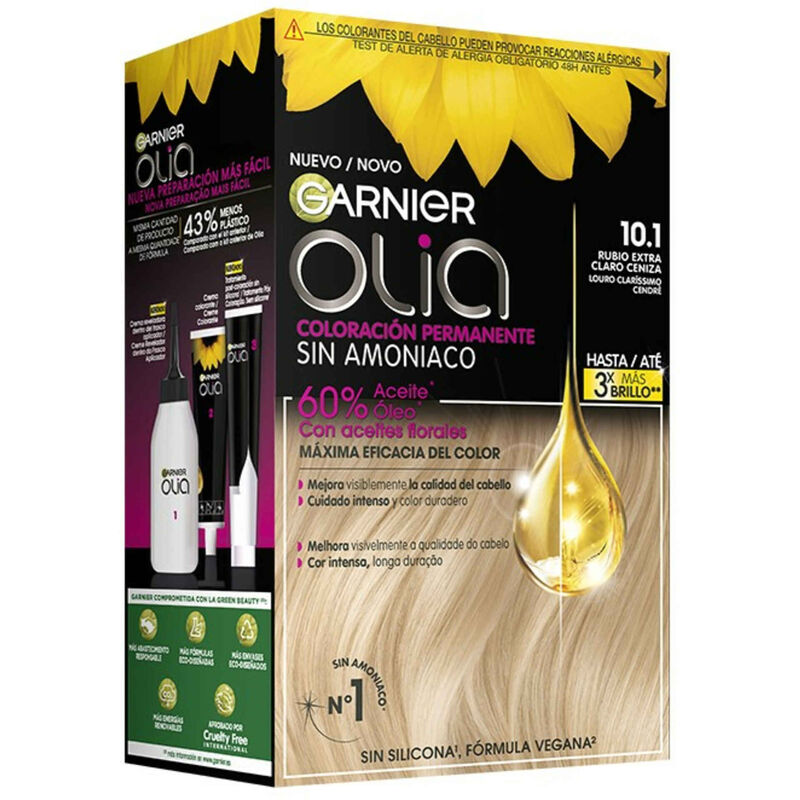 Coloração Permanente Louro Claríssimo Cendré 10.1 Garnier Olia