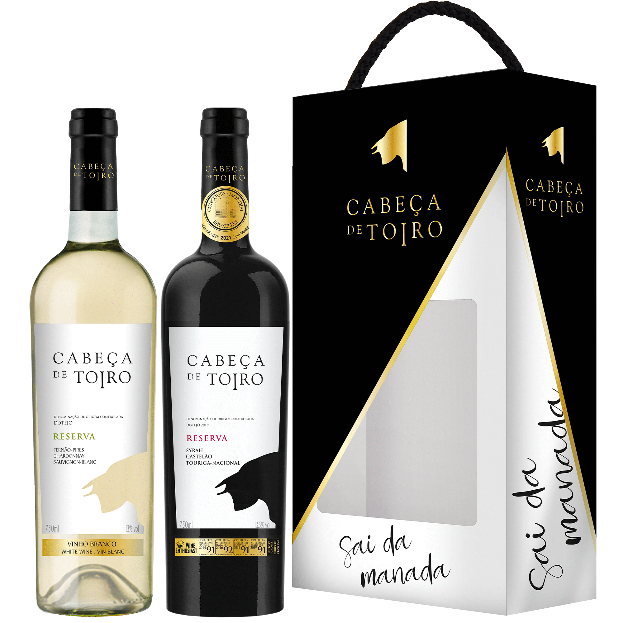 Cabeça de Toiro Reserva Tejo Vinho Branco e Vinho Tinto Conjunto