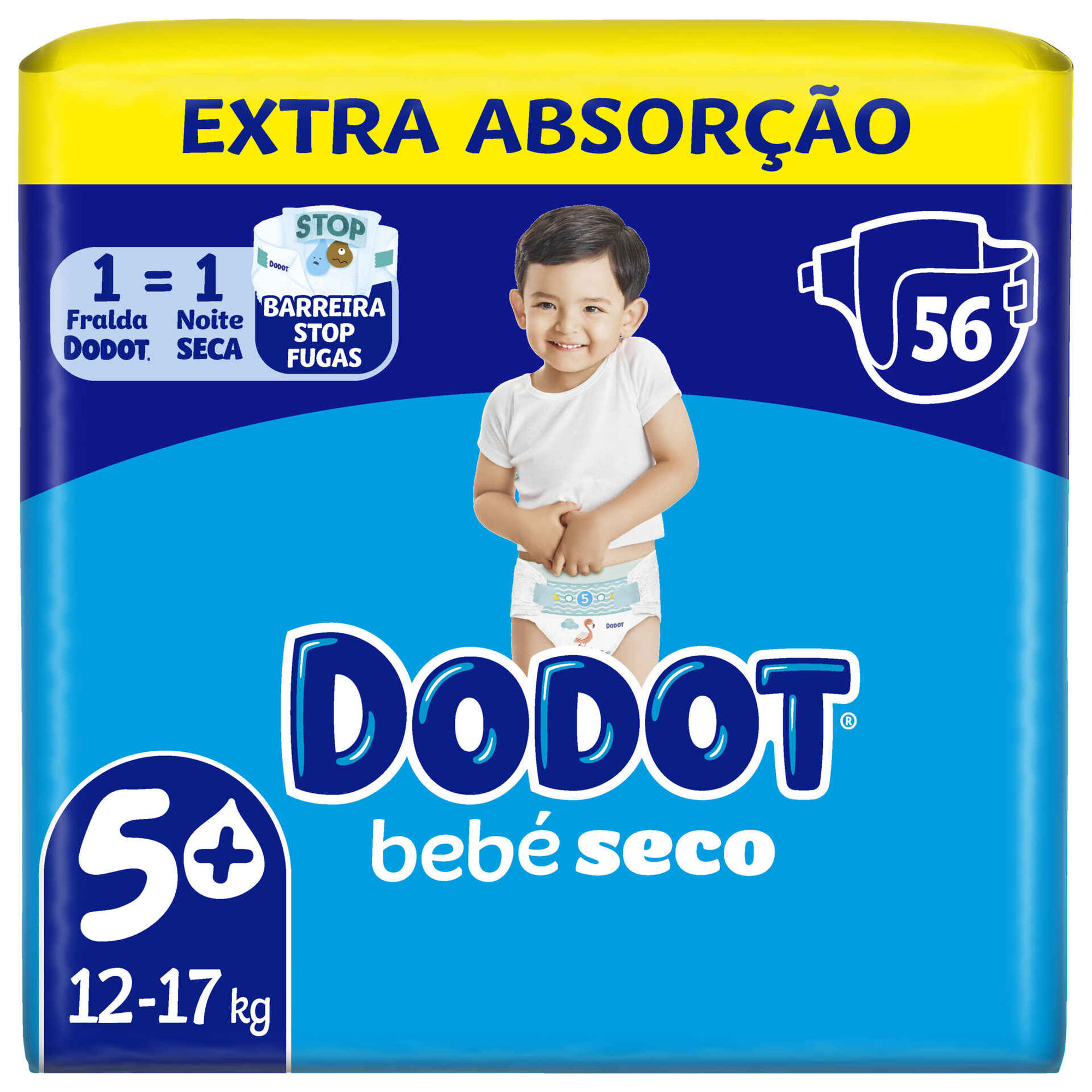 Fraldas Bebé Seco Extra 12-17kg T5+ Fraldas Bebé Seco Extra 12-17kg T5+