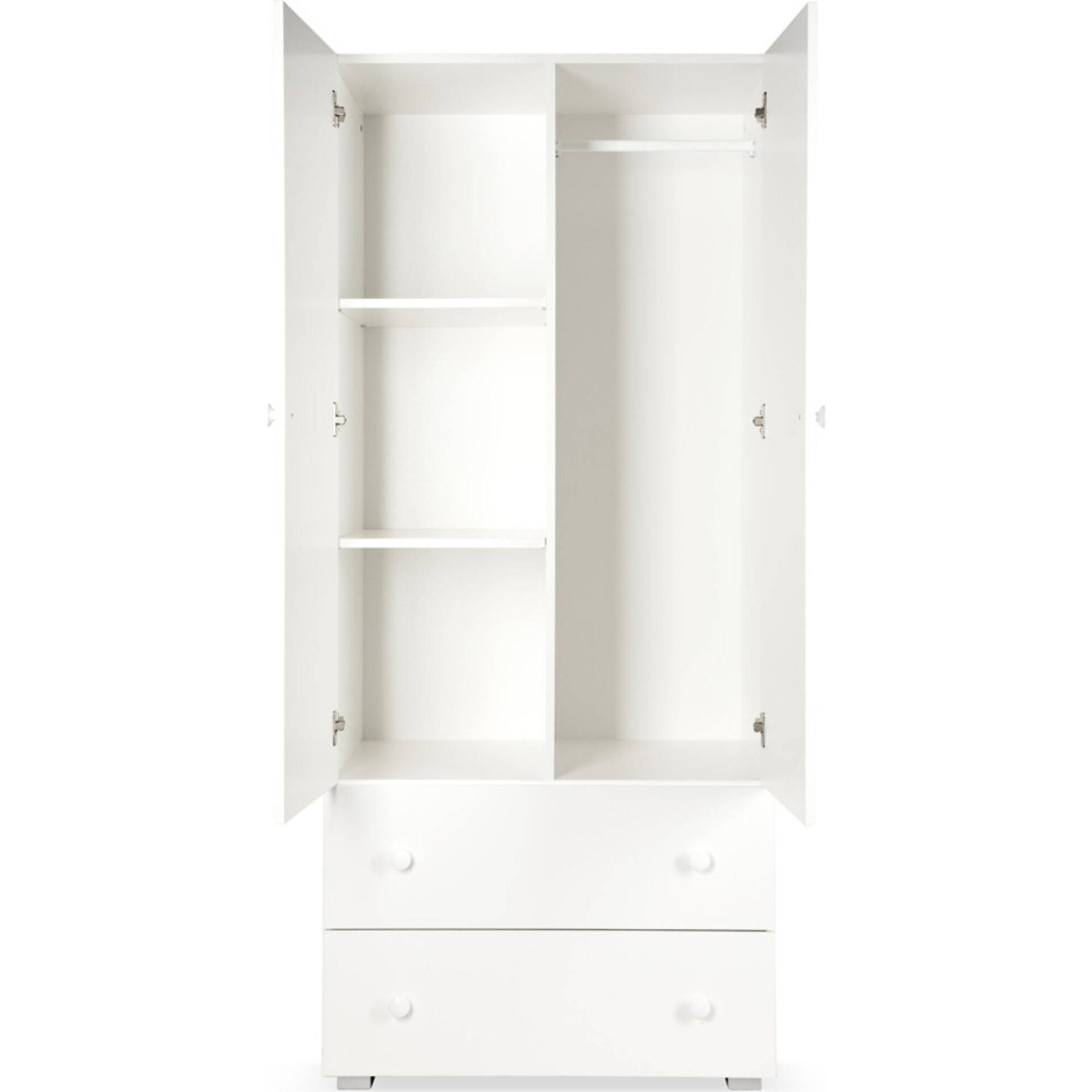 Roupeiro 2 Portas e 2 Gavetas 80x183x52cm Branco Paula
