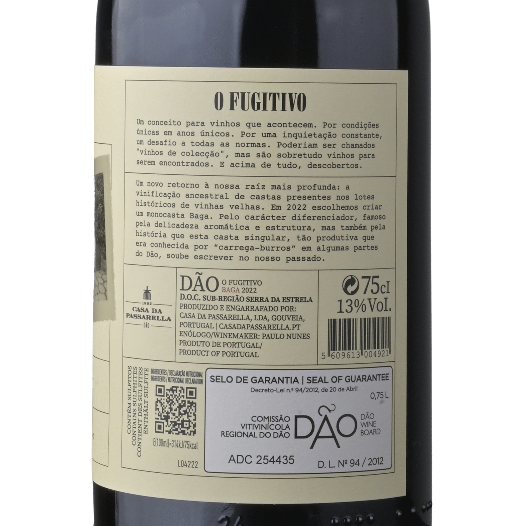Casa da Passarella O Fugitivo Baga D&atilde;o Vinho Tinto