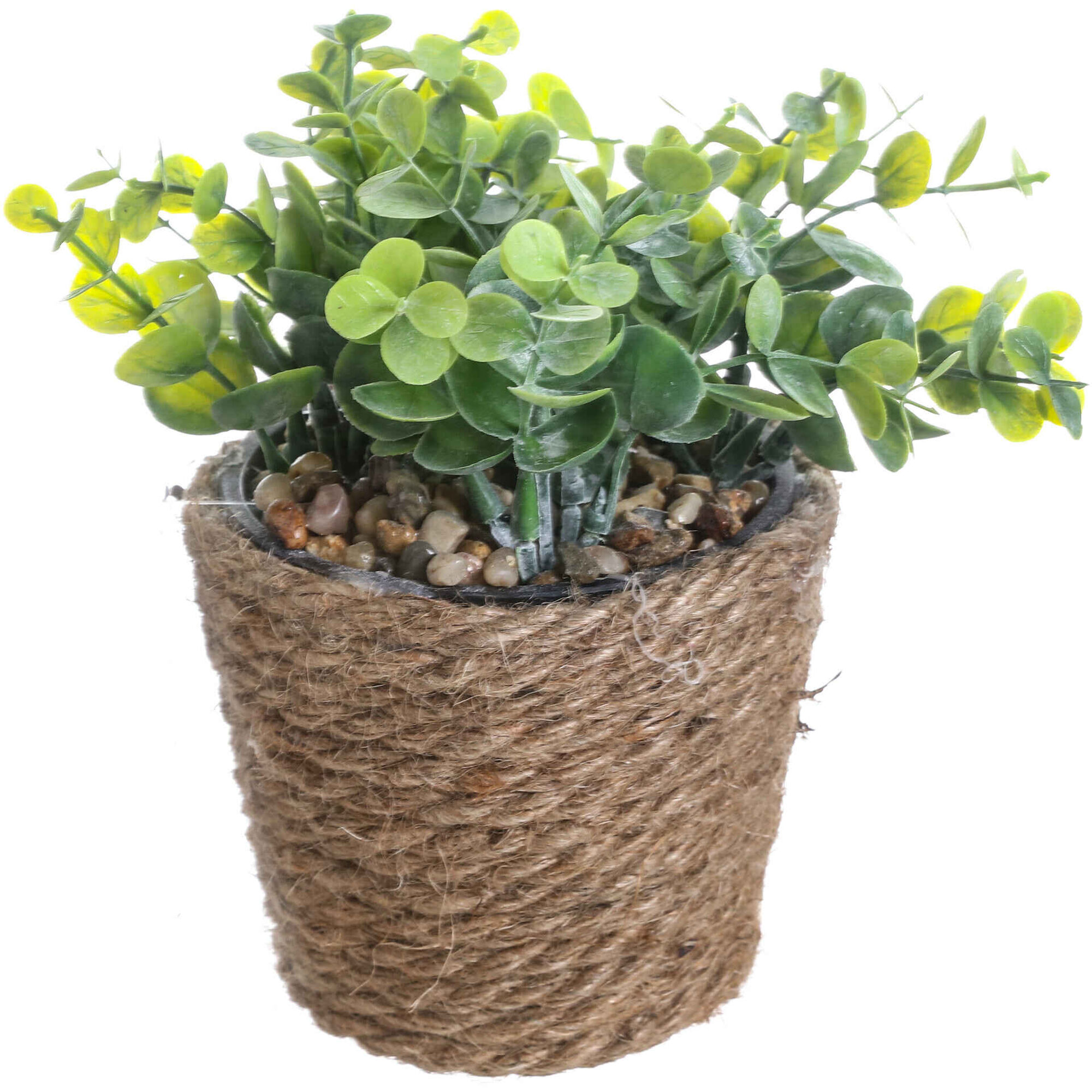 Planta Artificial Vaso Palha Folhas Verdes 18cm Kasa