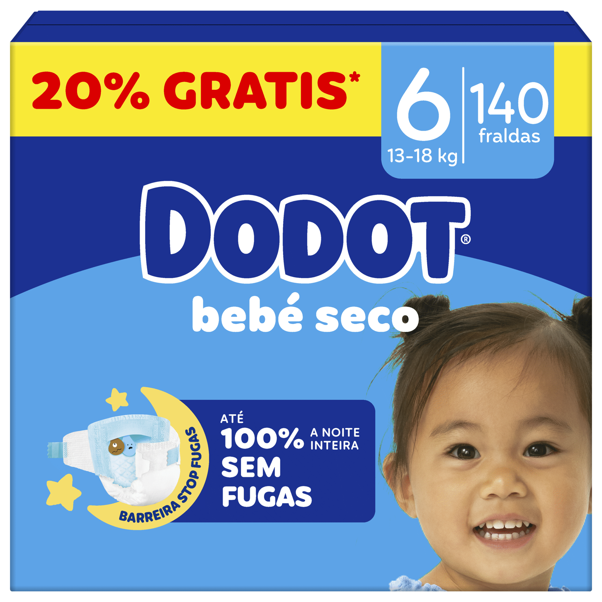 Box Fraldas Beb&eacute; Seco Extra XXL 13-18kg T6 Dodot