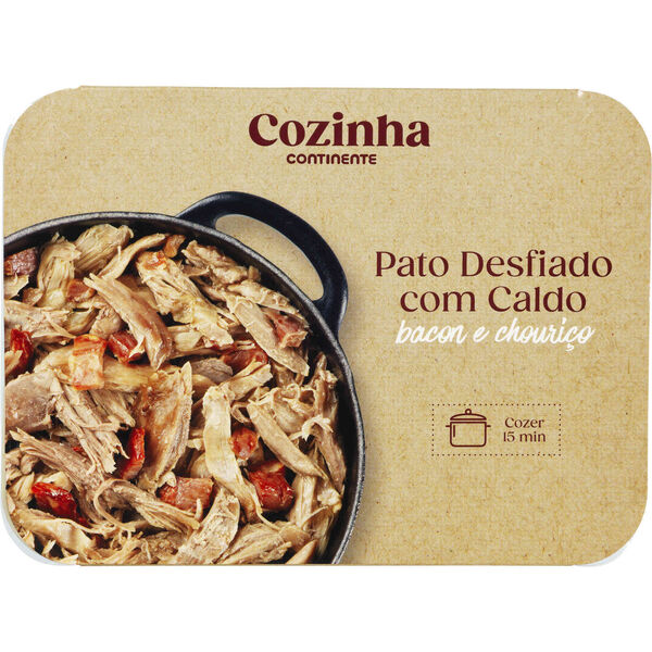 Pato Desfiado com Caldo, Bacon e Chouriço Cozinha Continente