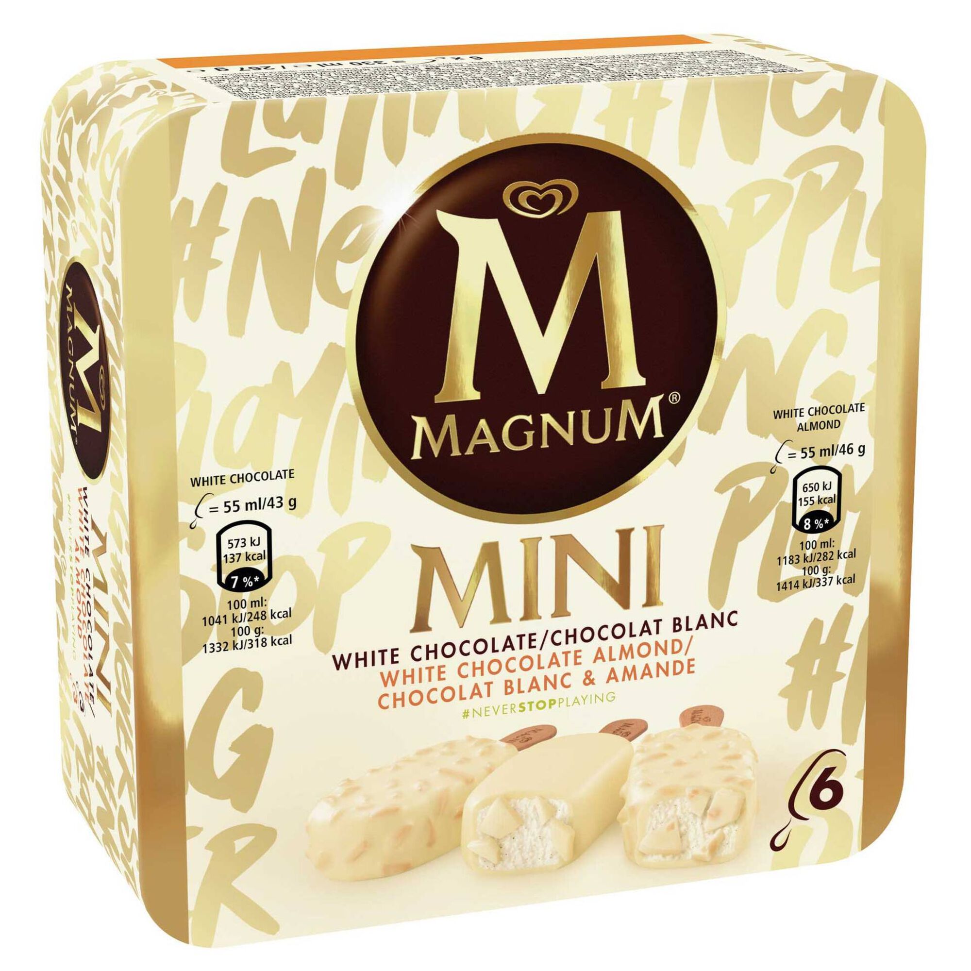 Gelado Mini de Chocolate Branco e Amêndoa Gelado Mini de Chocolate Branco e Amêndoa