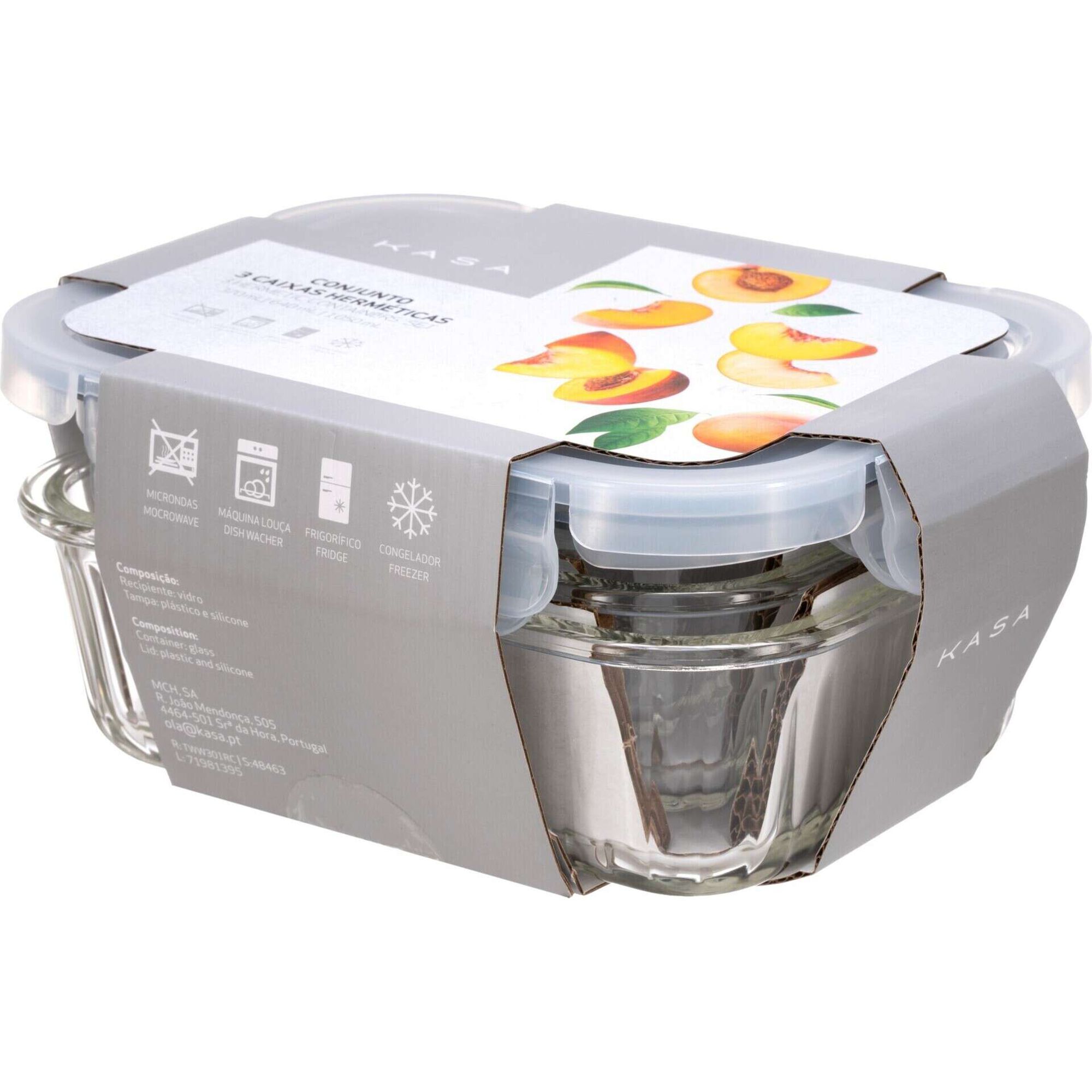 Conjunto de 3 Caixas Herm&eacute;ticas Kasa