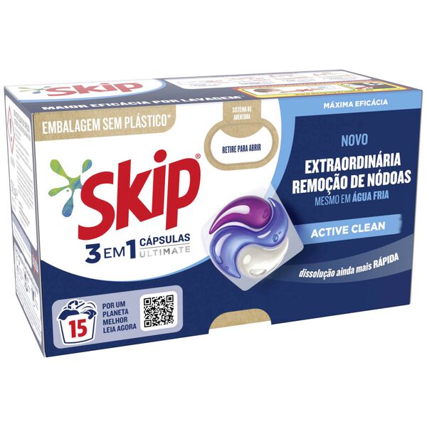 Detergente Máquina Roupa Cápsulas Ultimate Active Clean Skip