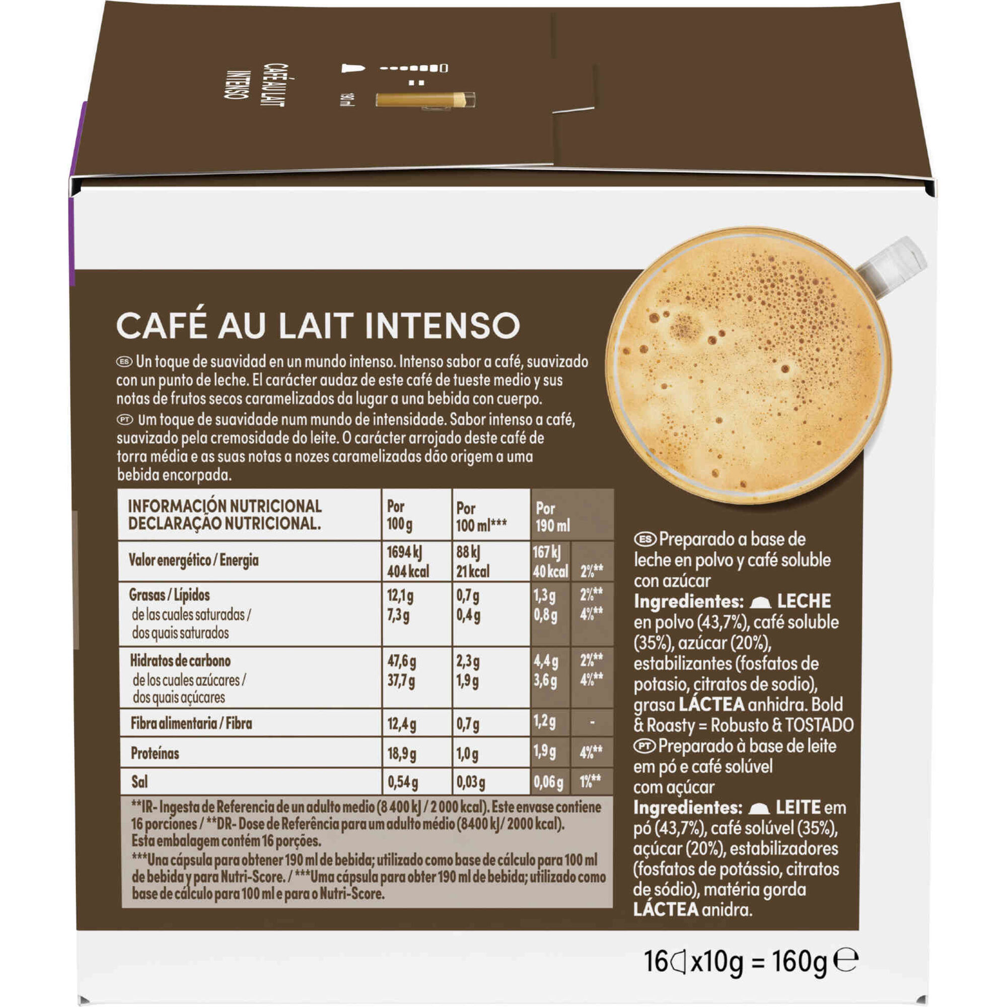 Cápsulas de Café Au Lait Intenso