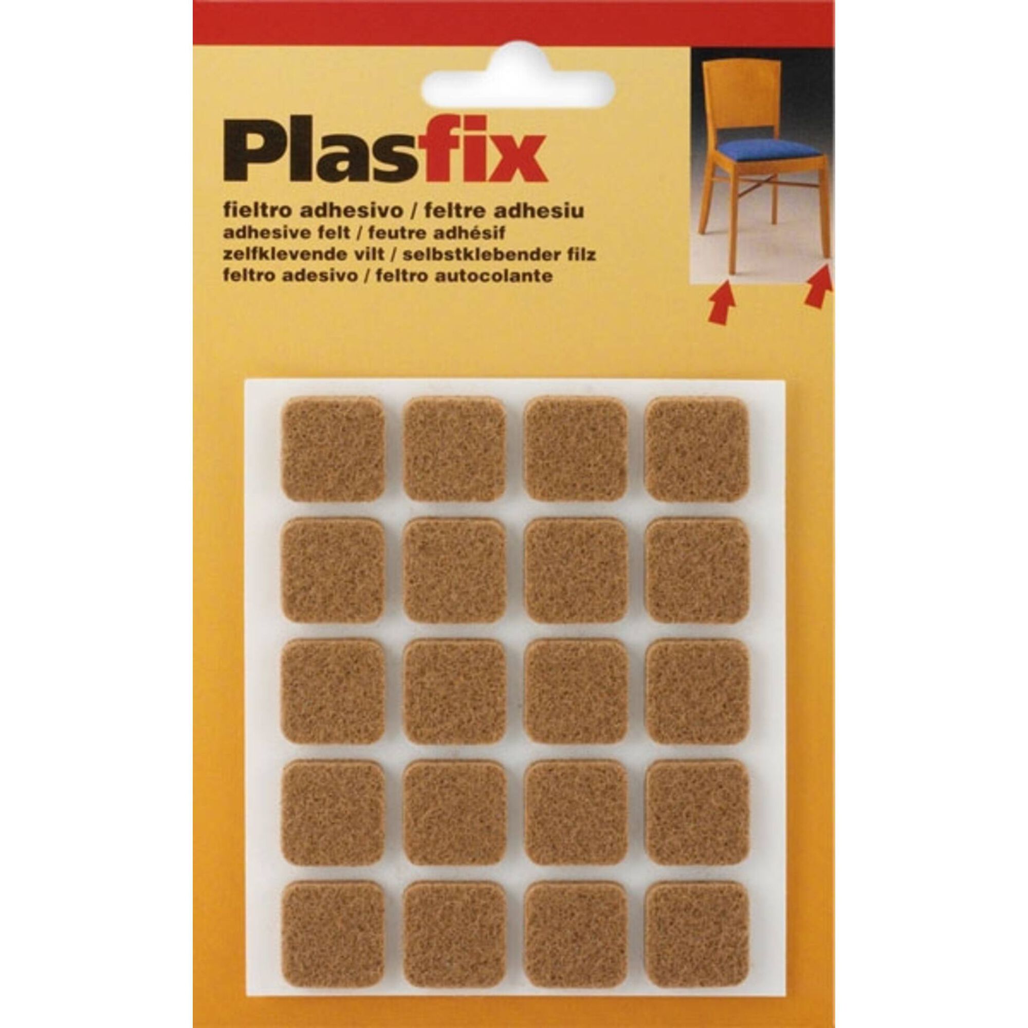 Feltros Adesivos Quadrados 17x17mm Castanhos Inofix