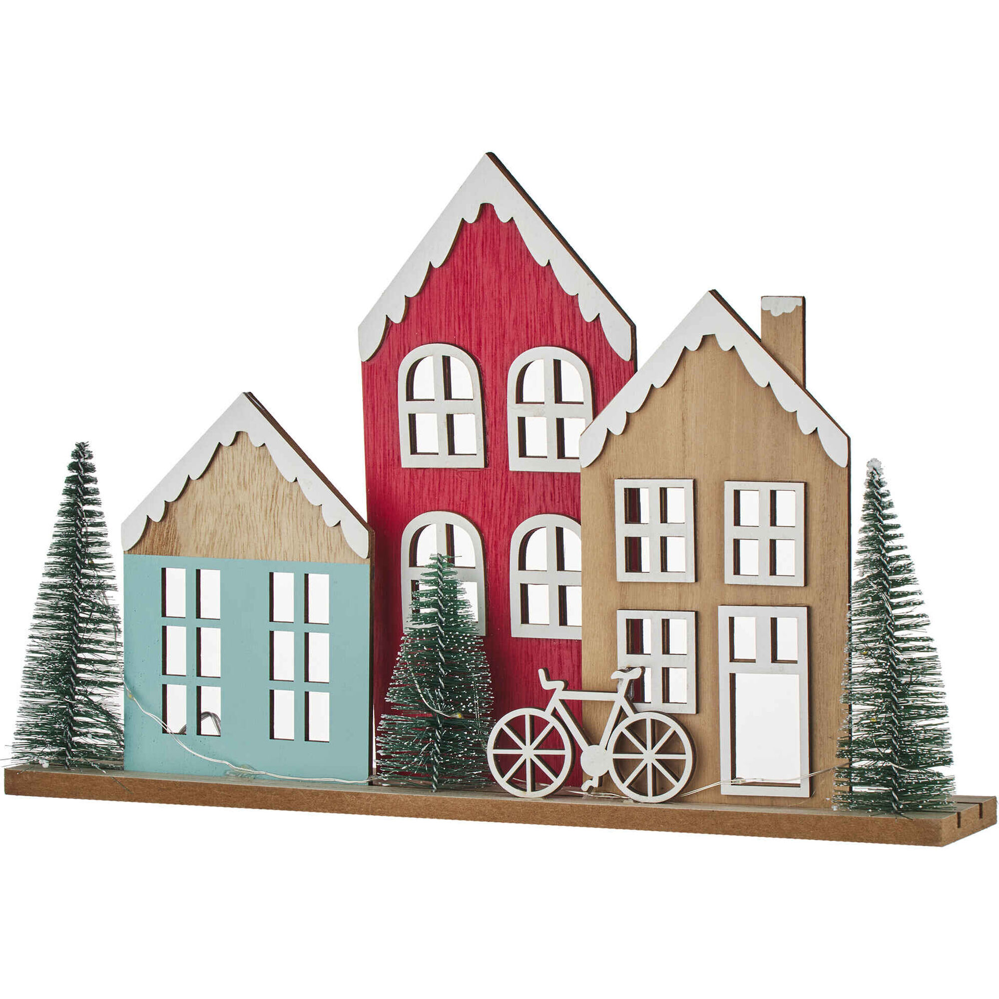 Casinhas Decorativas Madeira com Luz Coloridas