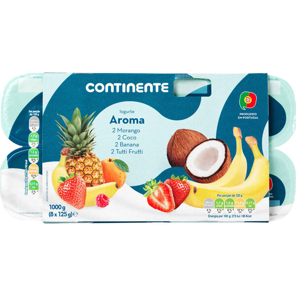 Iogurte Aroma Morango, Coco, Banana e Tutti Frutti Continente