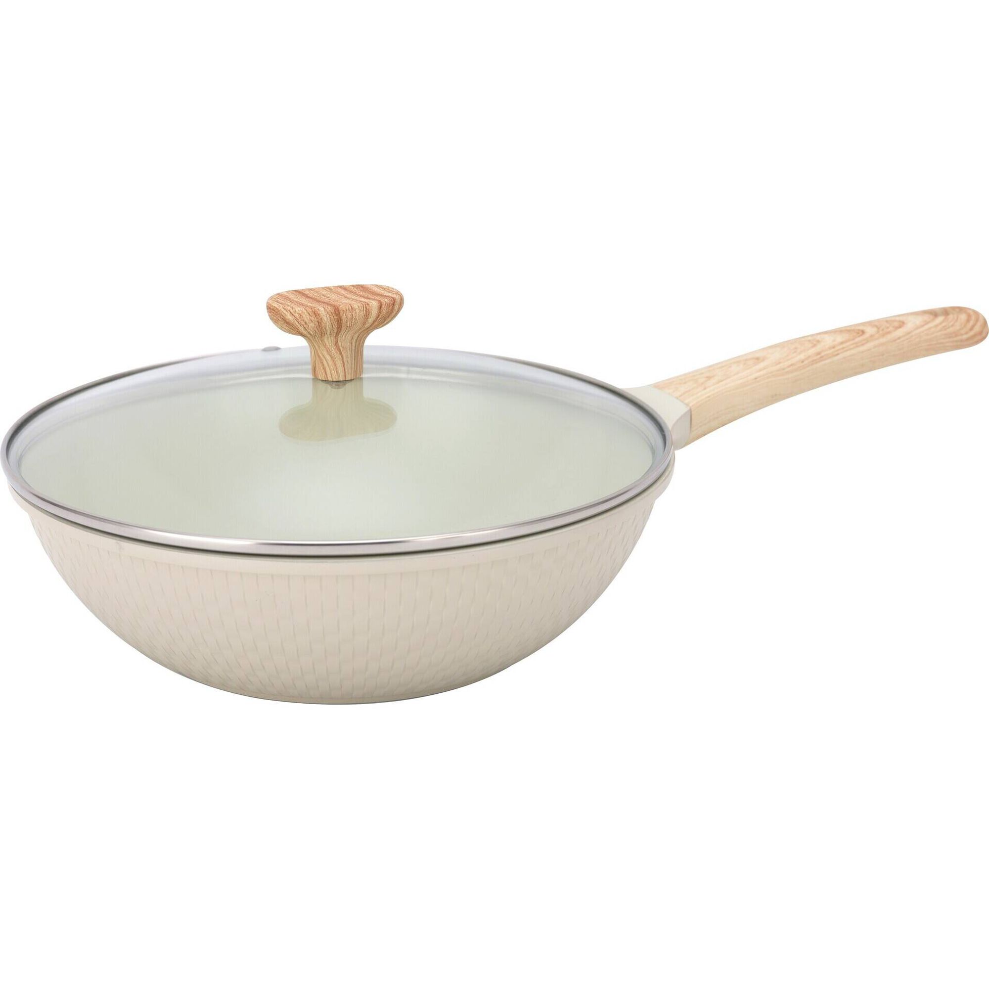 Wok com Tampa 28cm Ceramic Cream Kasa