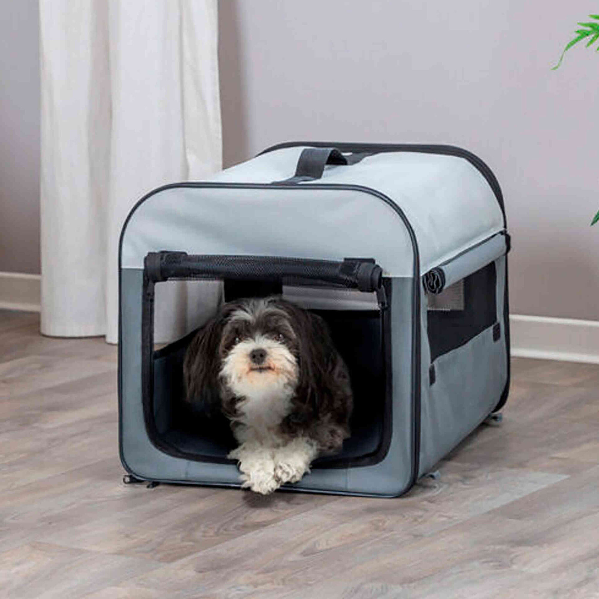 Transportadora para Cão Tecido Azul Nylon Tcamp 40x40x55 cm