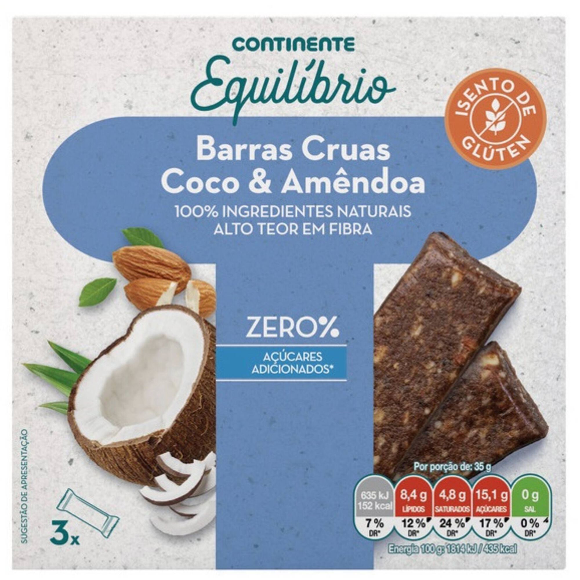 Barras Cruas de Coco e Amêndoa sem Glúten