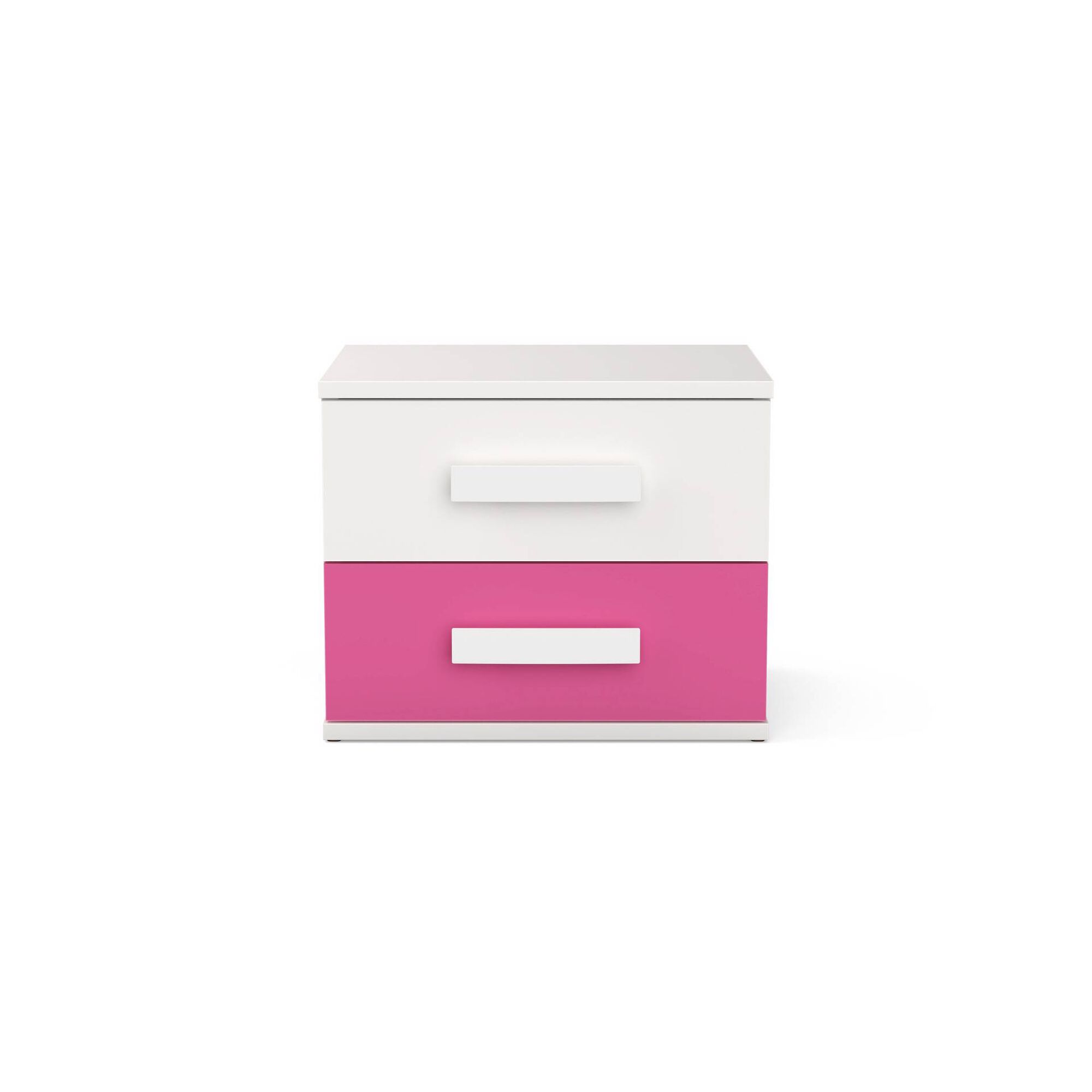 Mesa de Cabeceira com 2 Gavetas 50x40x41 Branca e Rosa Play