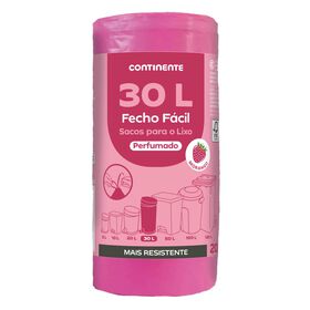 Sacos Lixo Fecho Fácil Perfumado Morango 30 lt