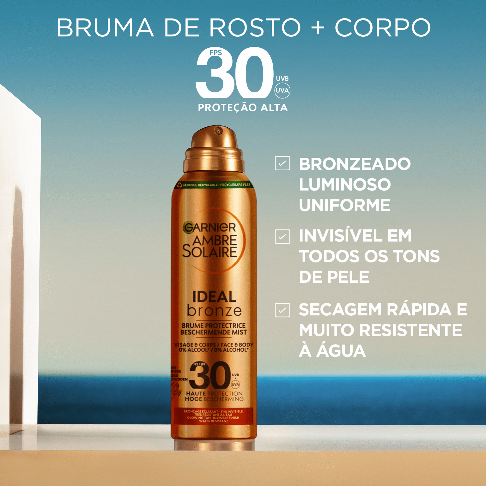 Bruma de Rosto e Corpo Ideal Bronze FPS 30 Garnier Ambre Solaire
