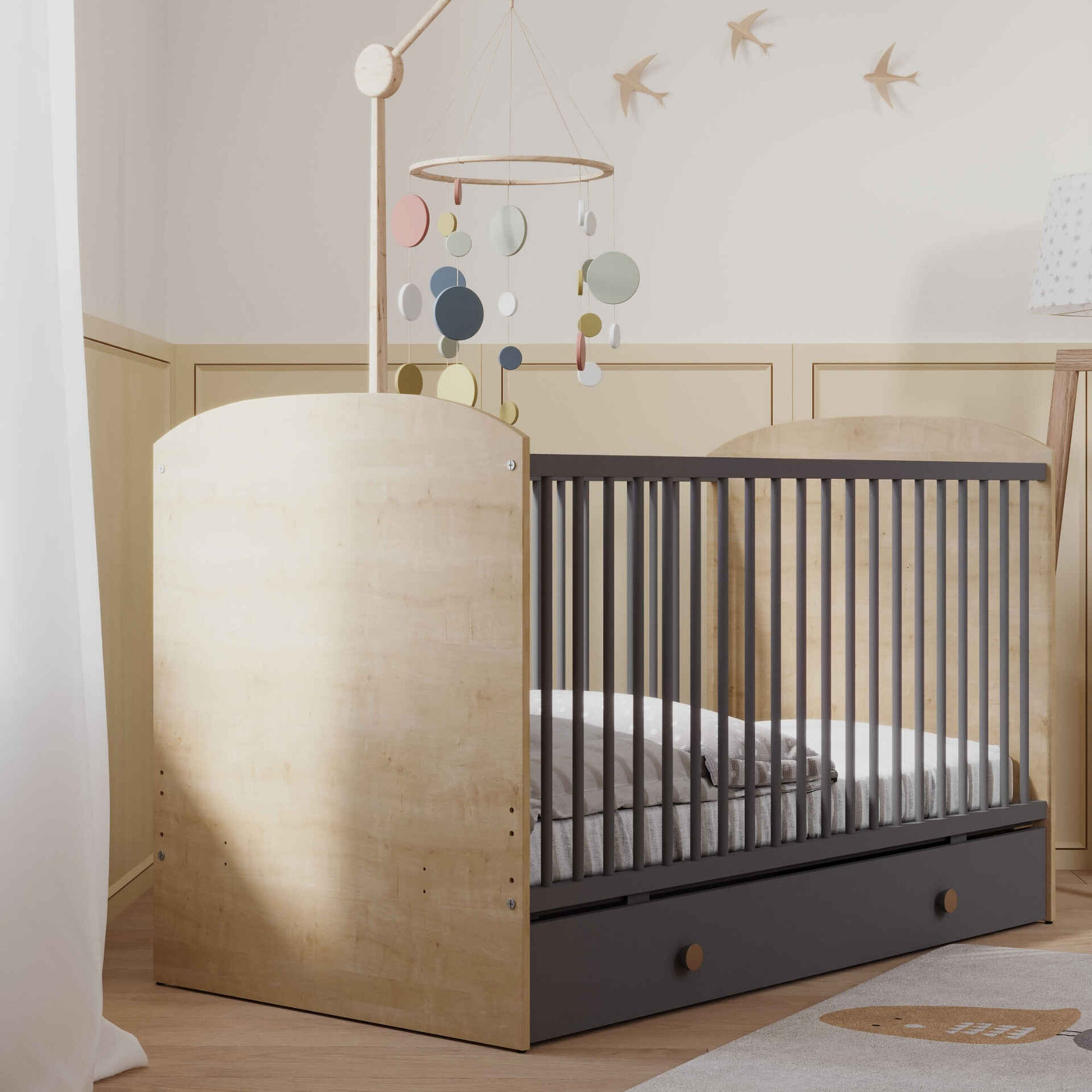 Cama de Grades Cinza Gabin Cama de Grades Cinza Gabin