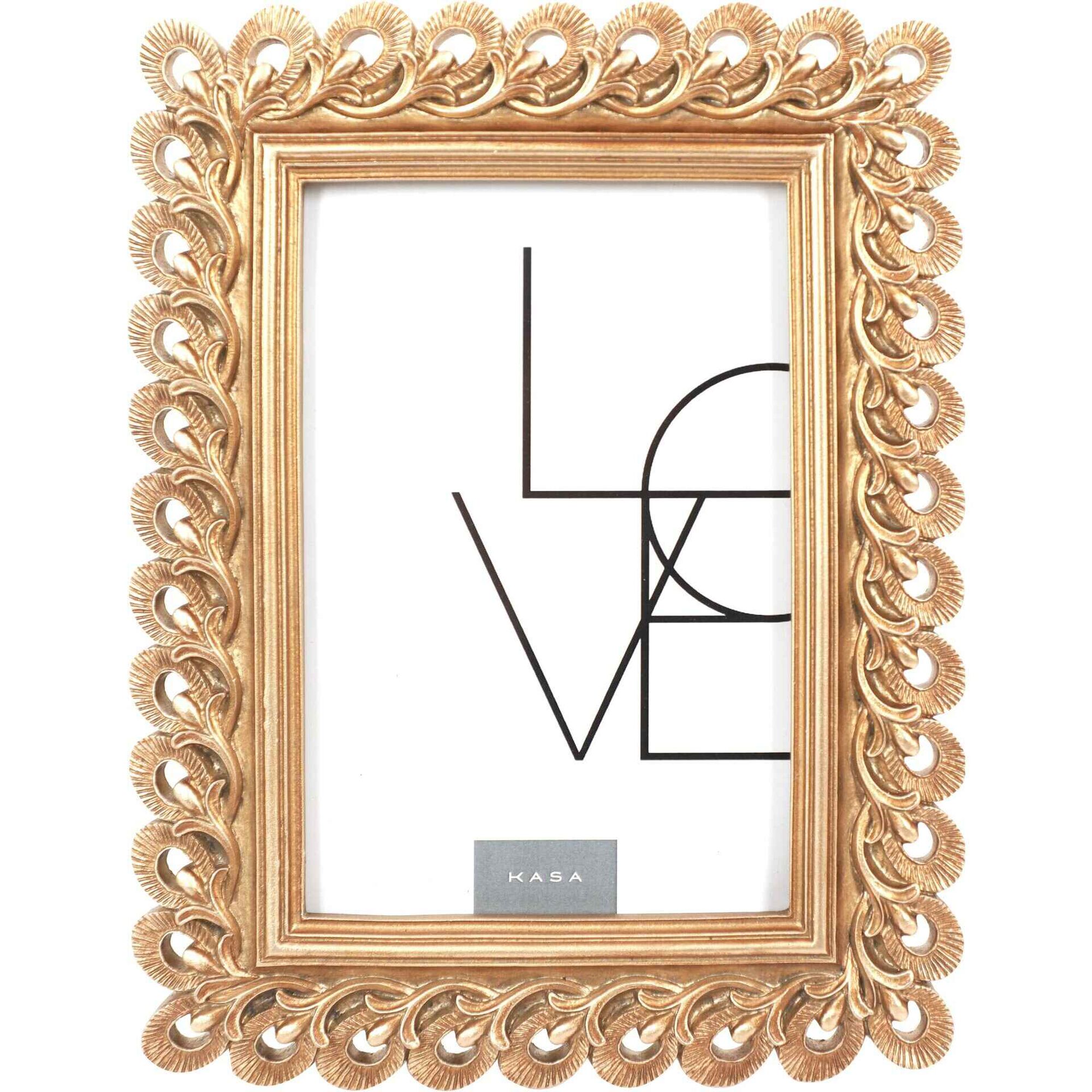 Moldura 10x15cm Dourada com Flores Kasa