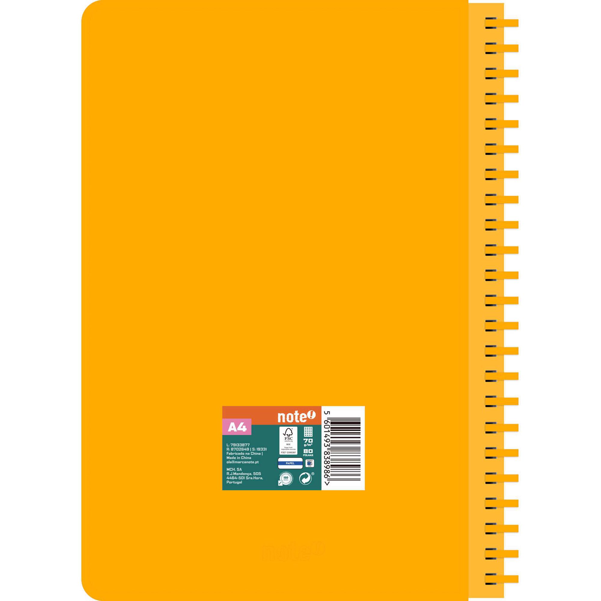 Caderno A4 Neon Quadriculado (v&aacute;rias cores) Note!