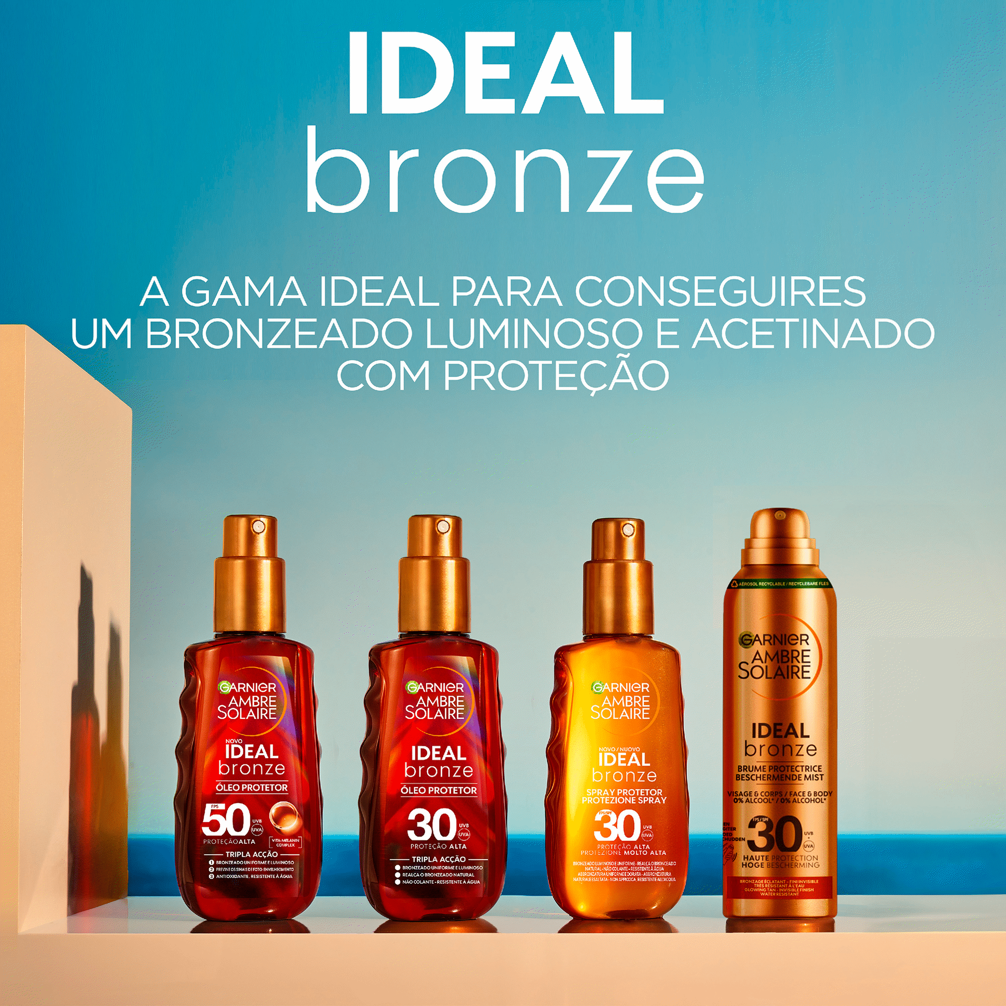 Bronzeador Spray Ideal Bronze A&ccedil;&atilde;o Tripla FPS 50 Garnier Ambre Solaire