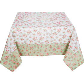 Toalha Mesa Algodão 150x150cm com Barra Flores