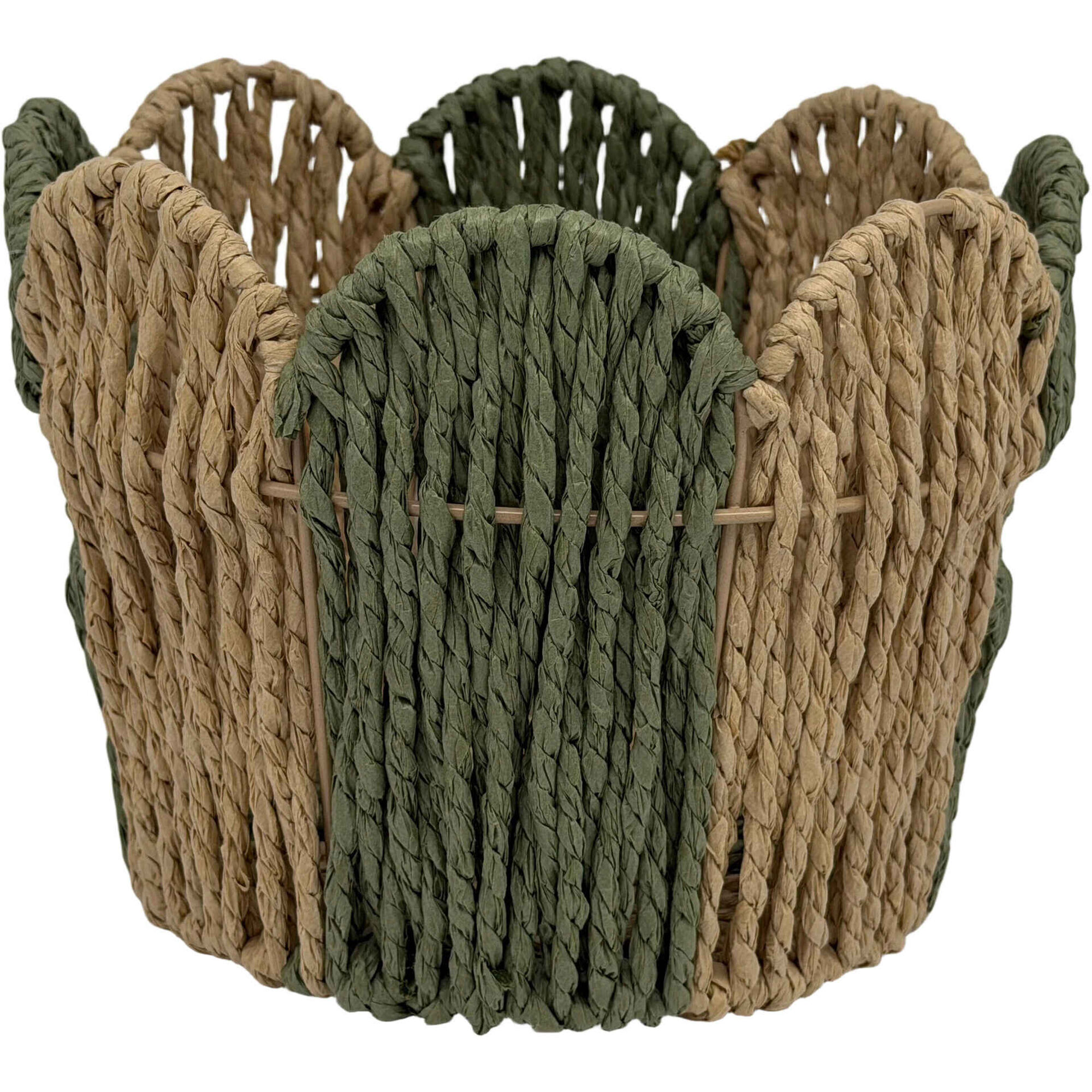 Cesto Recortado 22x16cm Riscas Verdes Kasa