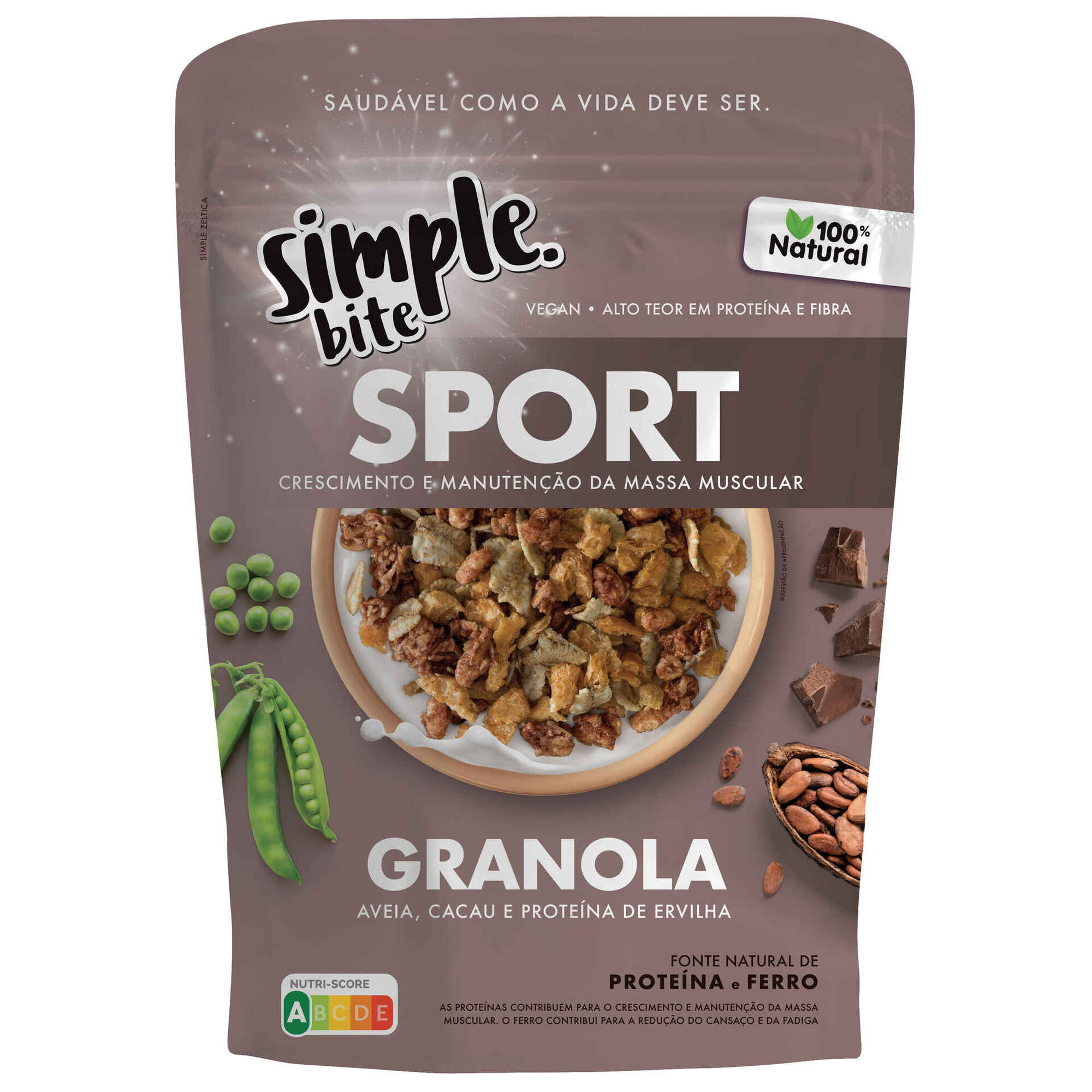Granola Aveia, Cacau e Proteína de Ervilha Sport