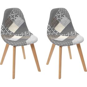 Conjunto de 4 Cadeiras Estofadas Cinza Patchwork