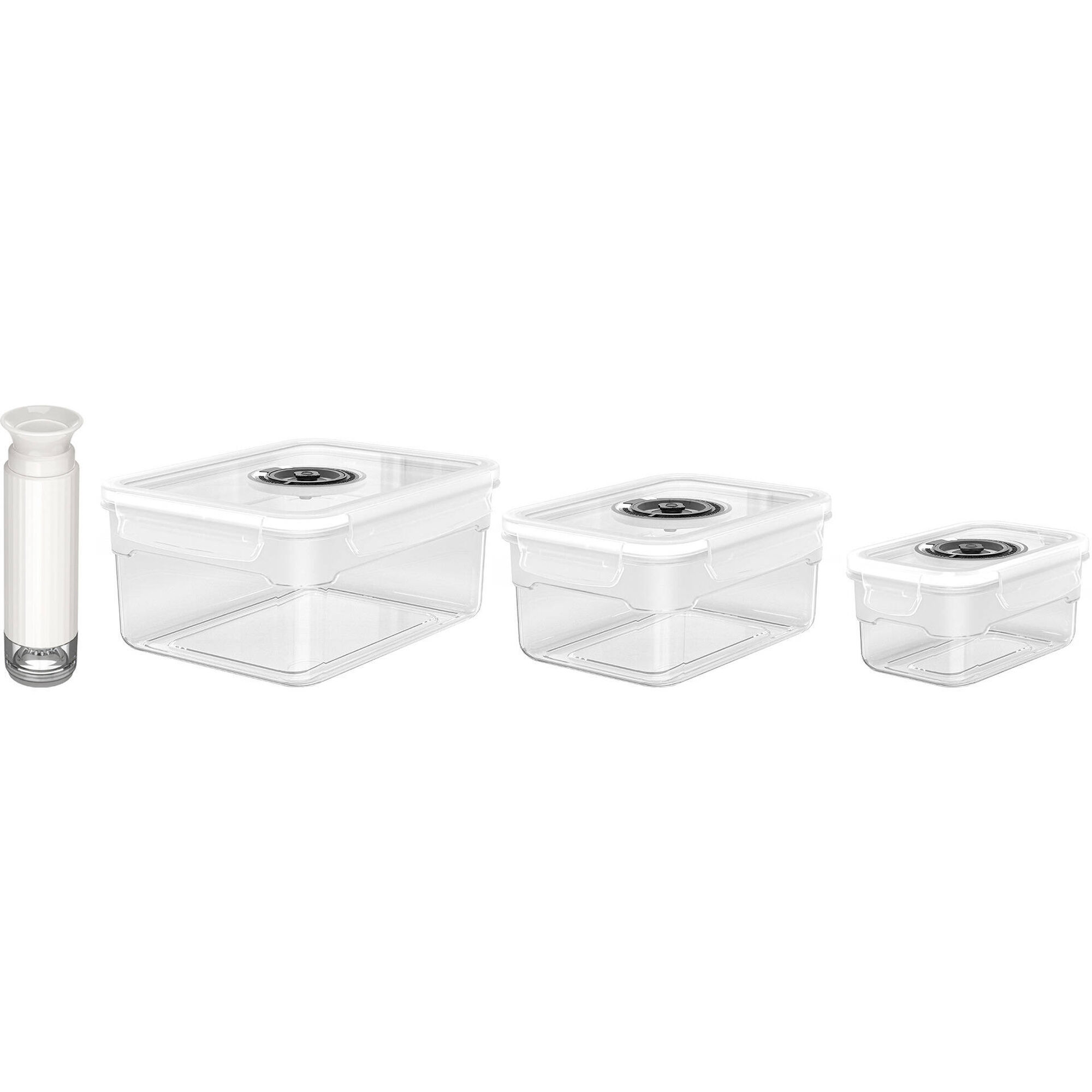 Conjunto 3 Caixas Pl&aacute;stico V&aacute;cuo com Bomba