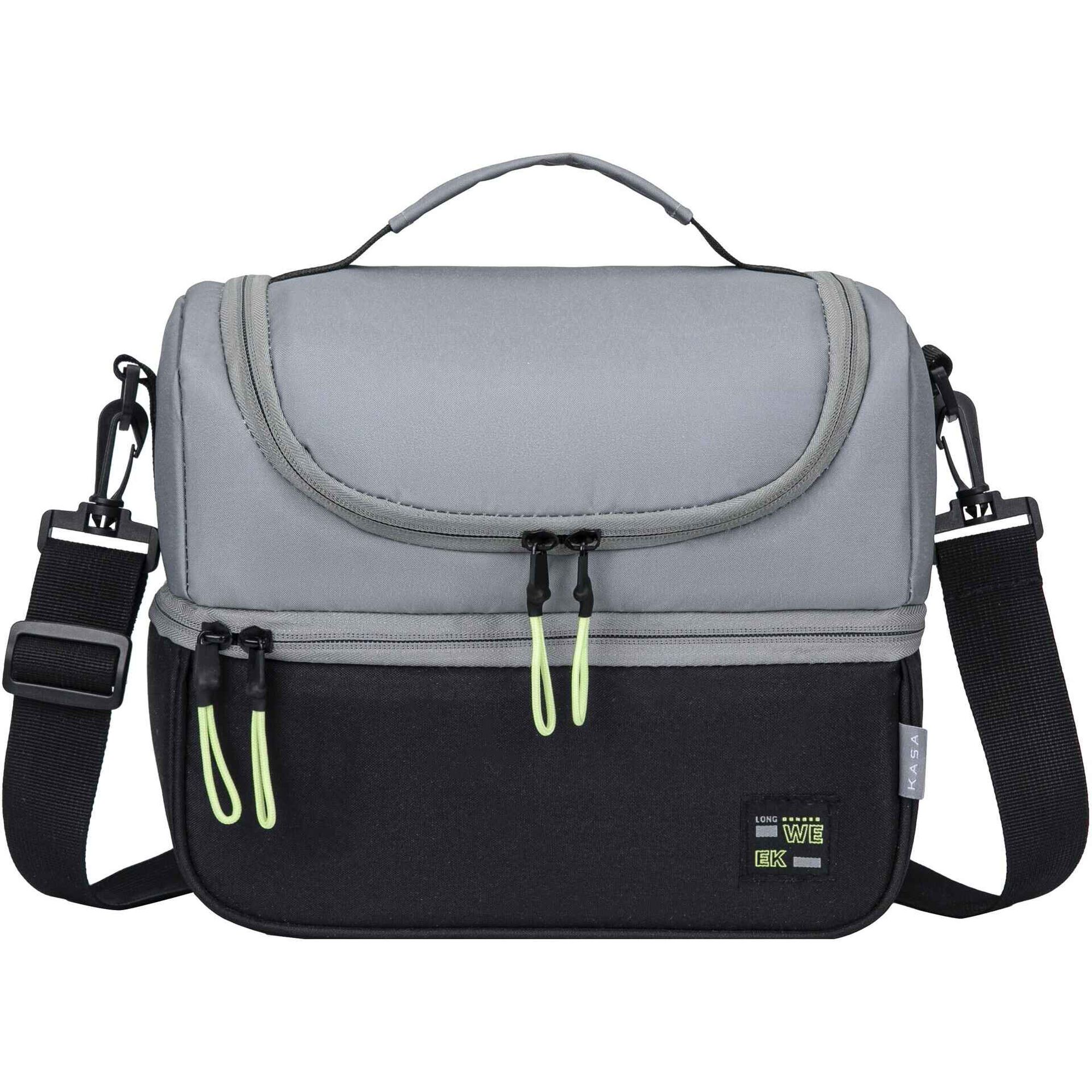 Saco T&eacute;rmico Cinza e Preto Long Week Kasa