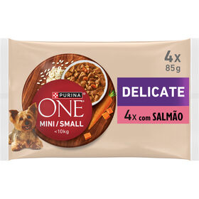 Comida H&uacute;mida para C&atilde;o Adulto Delicate Salm&atilde;o Purina One Mini