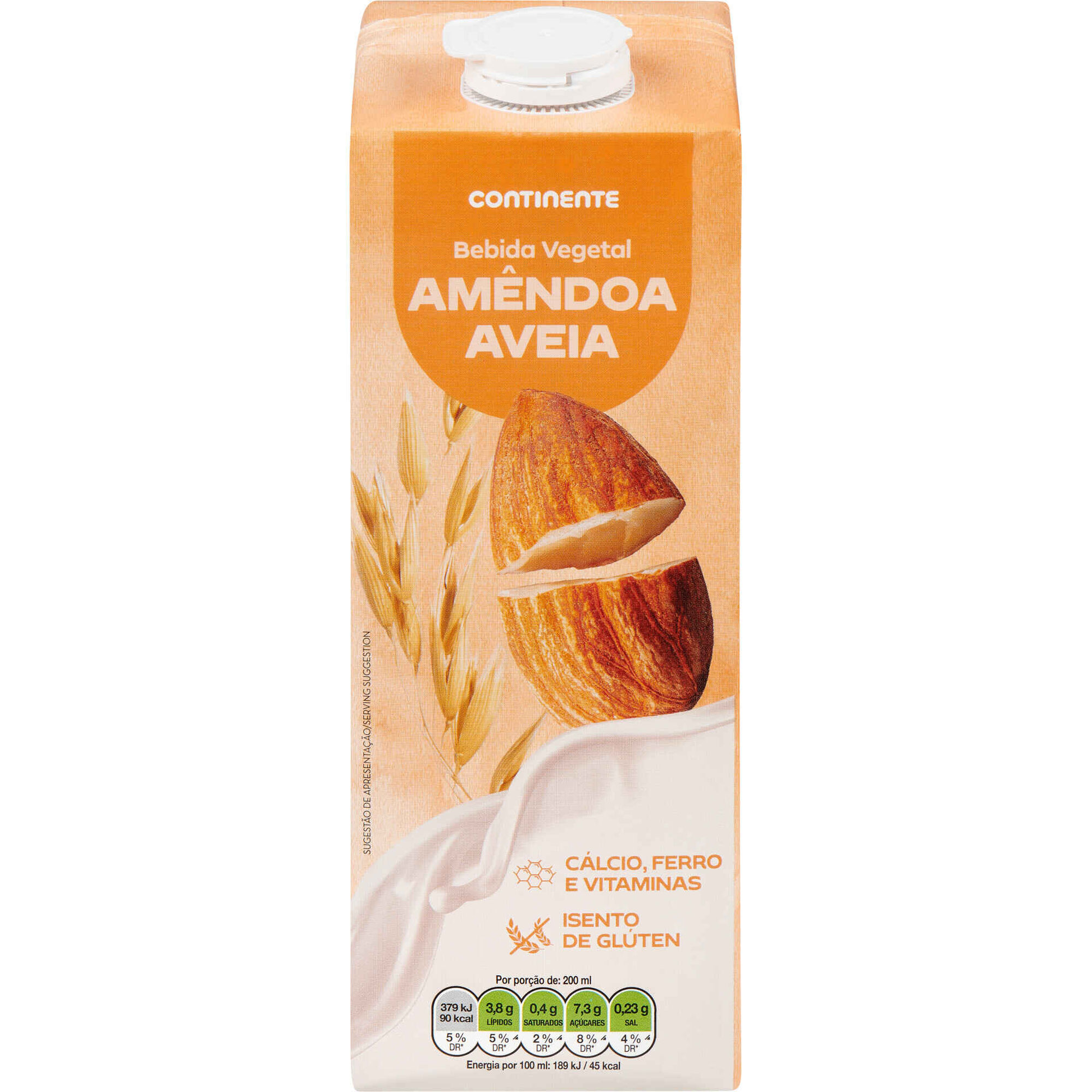 Bebida Vegetal de Am&ecirc;ndoa e Aveia sem A&ccedil;&uacute;car Continente, , hi-res