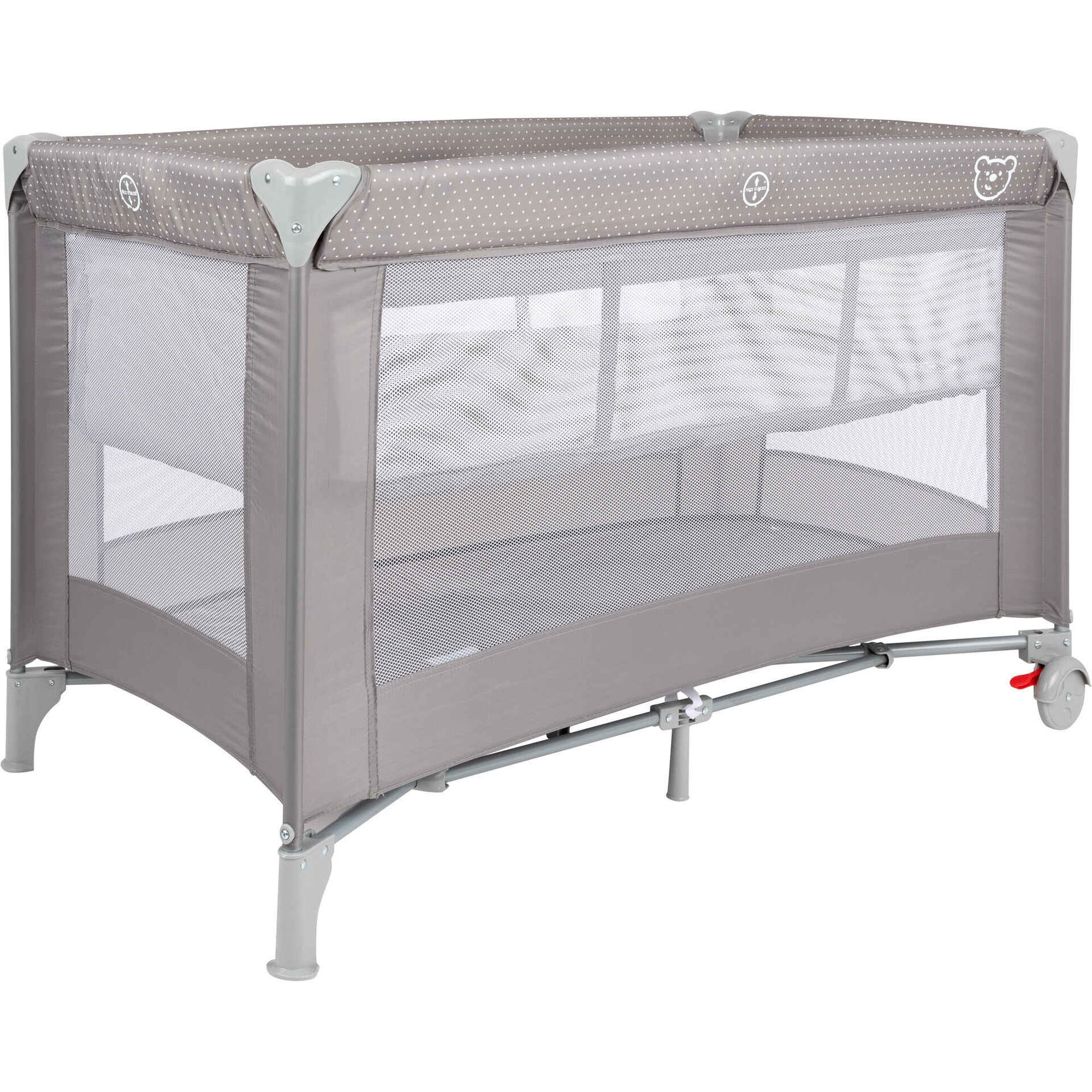 Cama de Viagem 2 N&iacute;veis Cinza Happy Bear