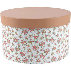 Caixa Cart&atilde;o Redonda 25cm Flores Rosa