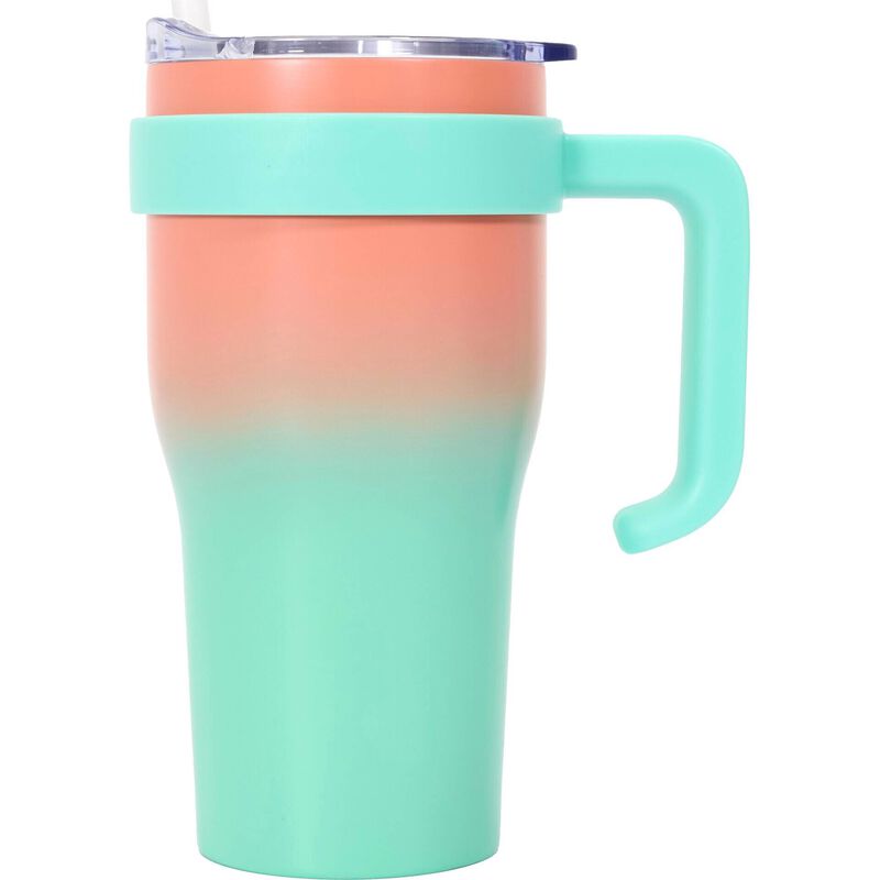 Caneca Térmica 600ml Laranja e Verde Aço Inoxidável Kasa