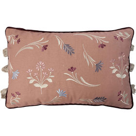 Almofada 30x50cm Flores Bordada Rosa Plantópia Almofada 30x50cm Flores Bordada Rosa Plantópia