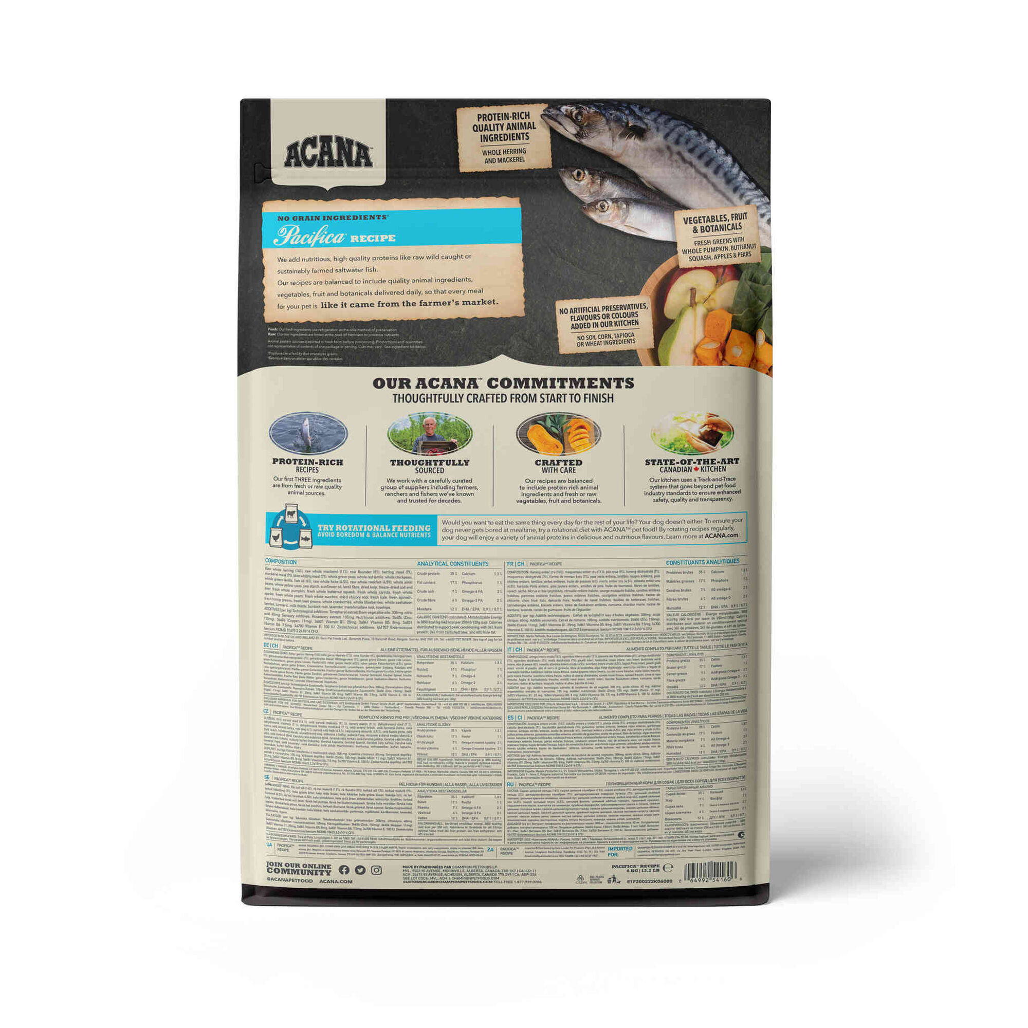 Ra&ccedil;&atilde;o para C&atilde;o Highest Protein Pacifica Recipe Acana
