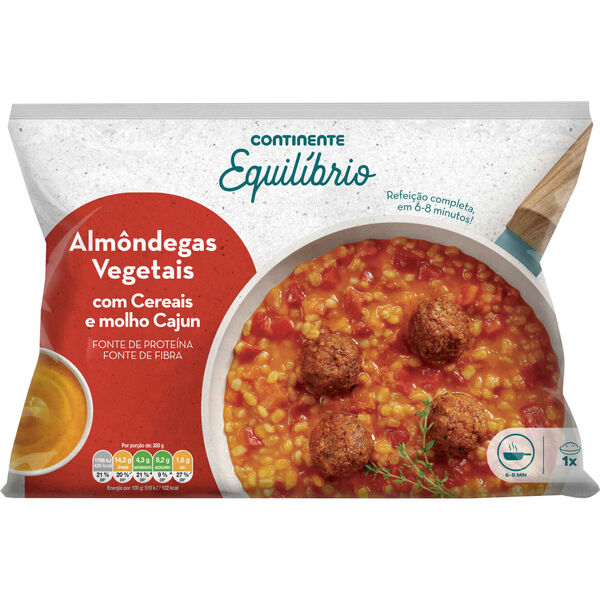 Almôndegas Vegetais com Cereais e Molho Cajun Continente Equilíbrio