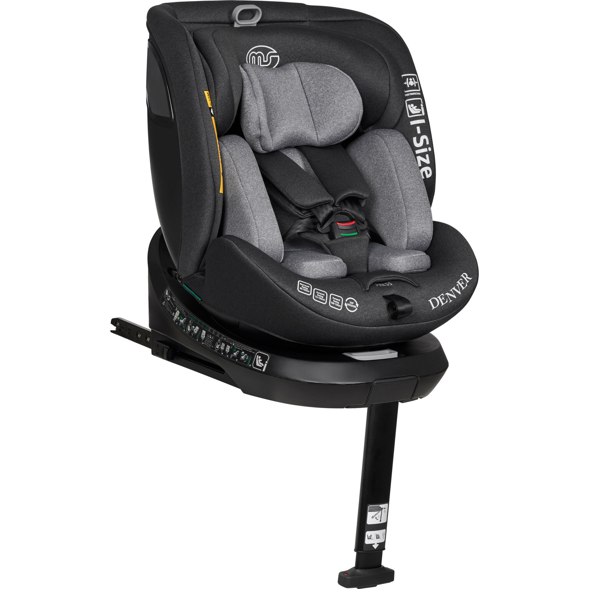 Cadeira Auto I-Size 40-150cm Isofix Rotativa Cinza Denver