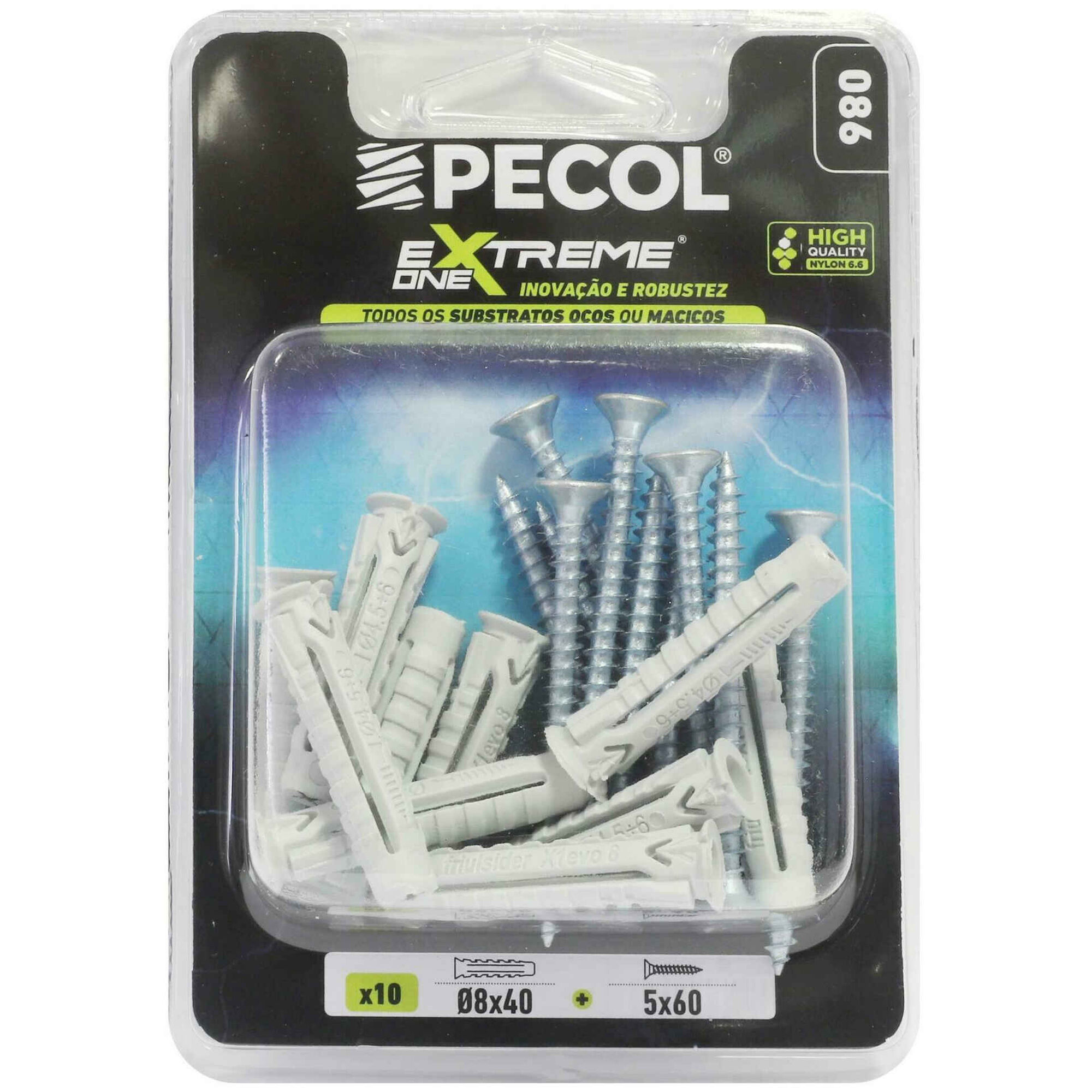 Bucha Nylon M8 + Parafusos Aglomerados