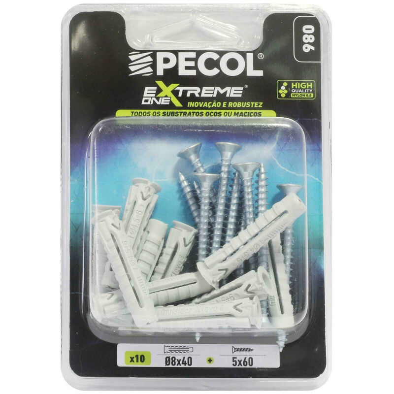 Bucha Nylon M8 + Parafusos Aglomerados Pecol