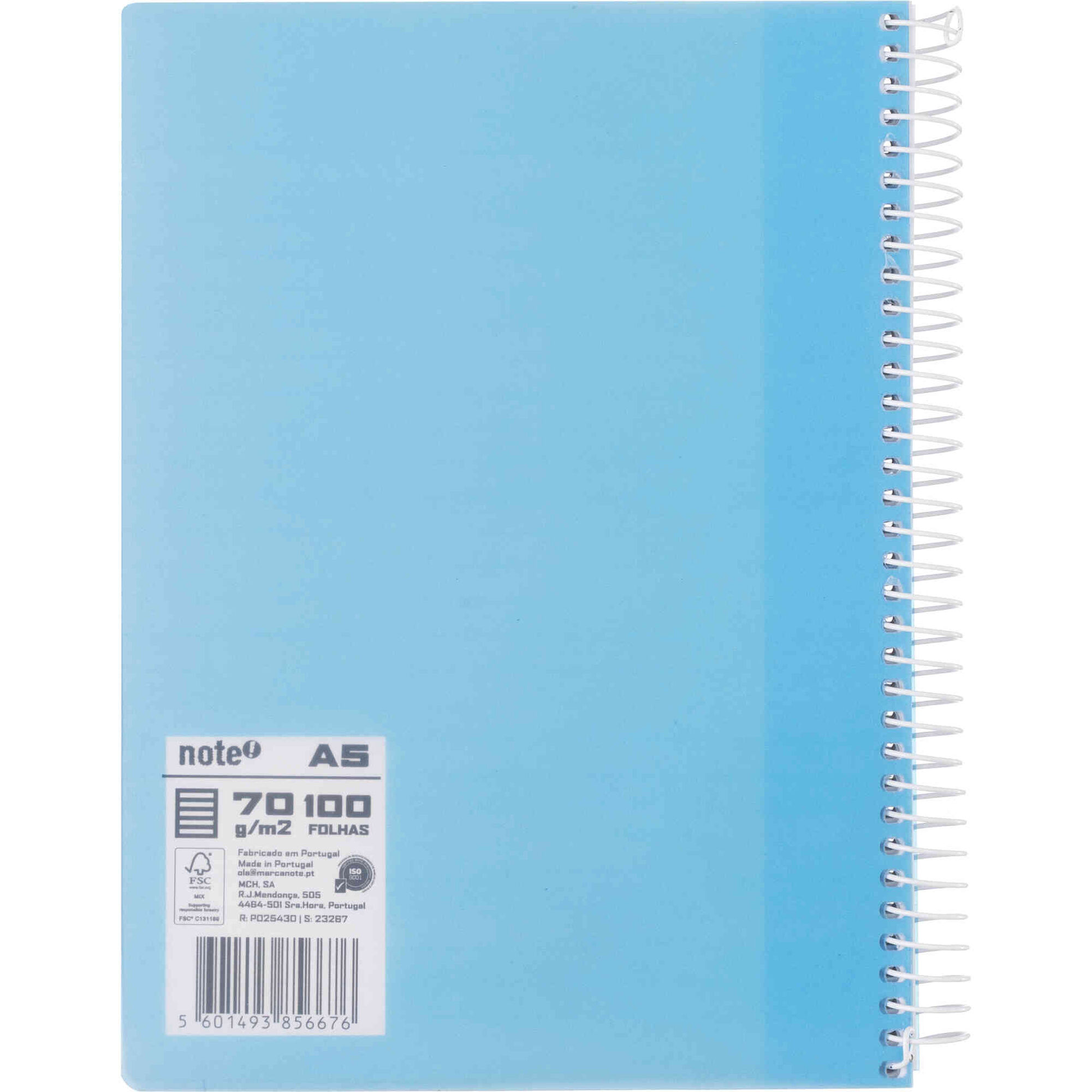 Caderno Espiral A5 Pautado (v&aacute;rias cores) Note!