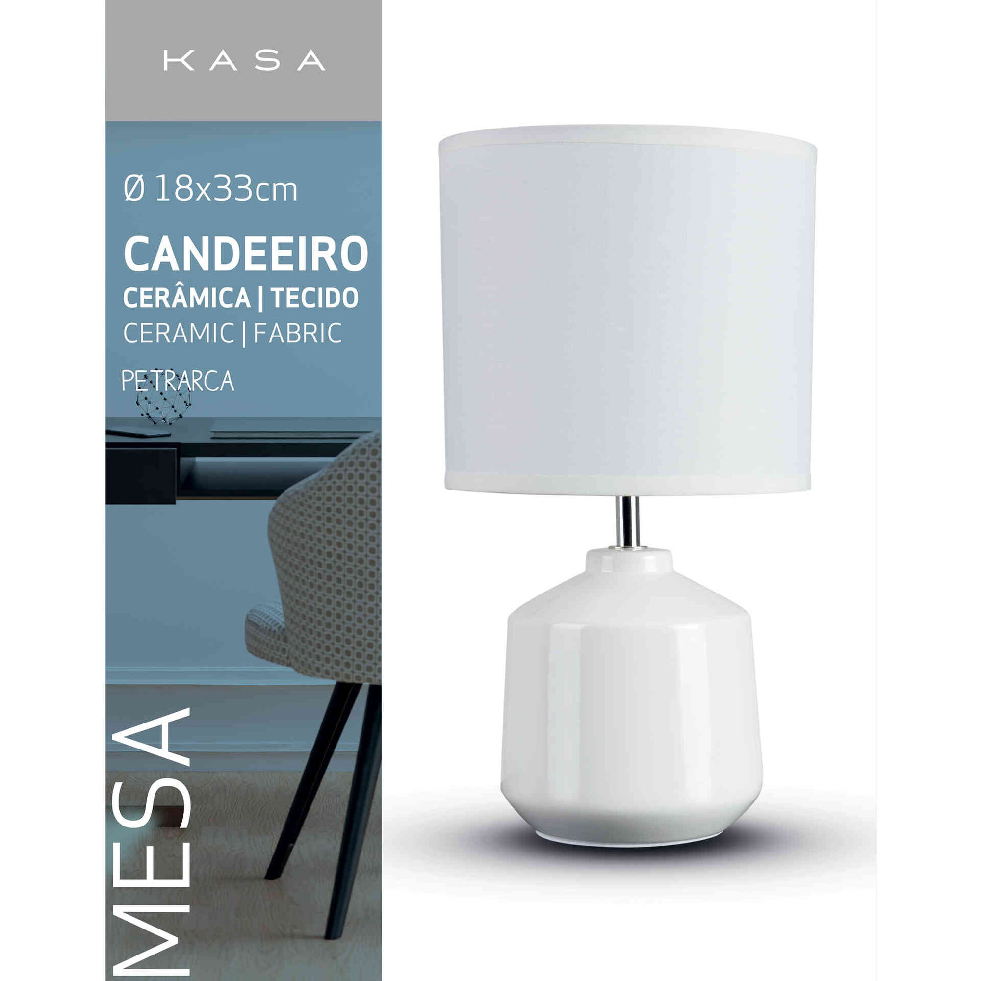 Candeeiro de Mesa Redondo Branco Petrarca