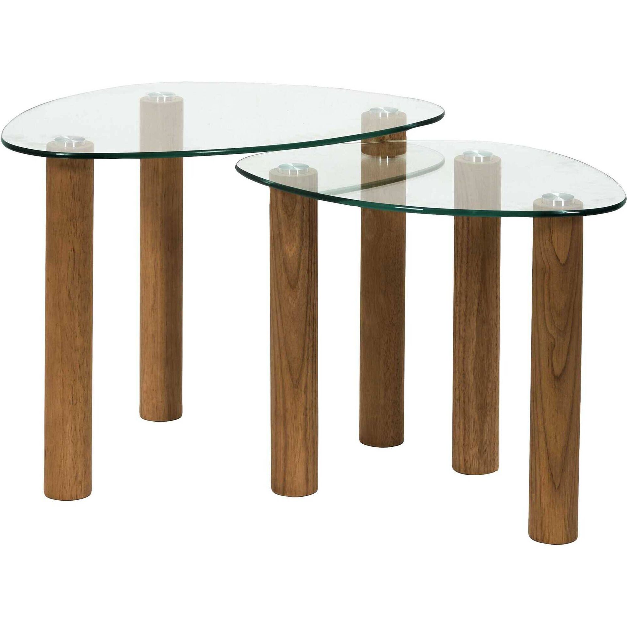 Conjunto de 2 Mesas Vidro Claras Assim&eacute;tricas