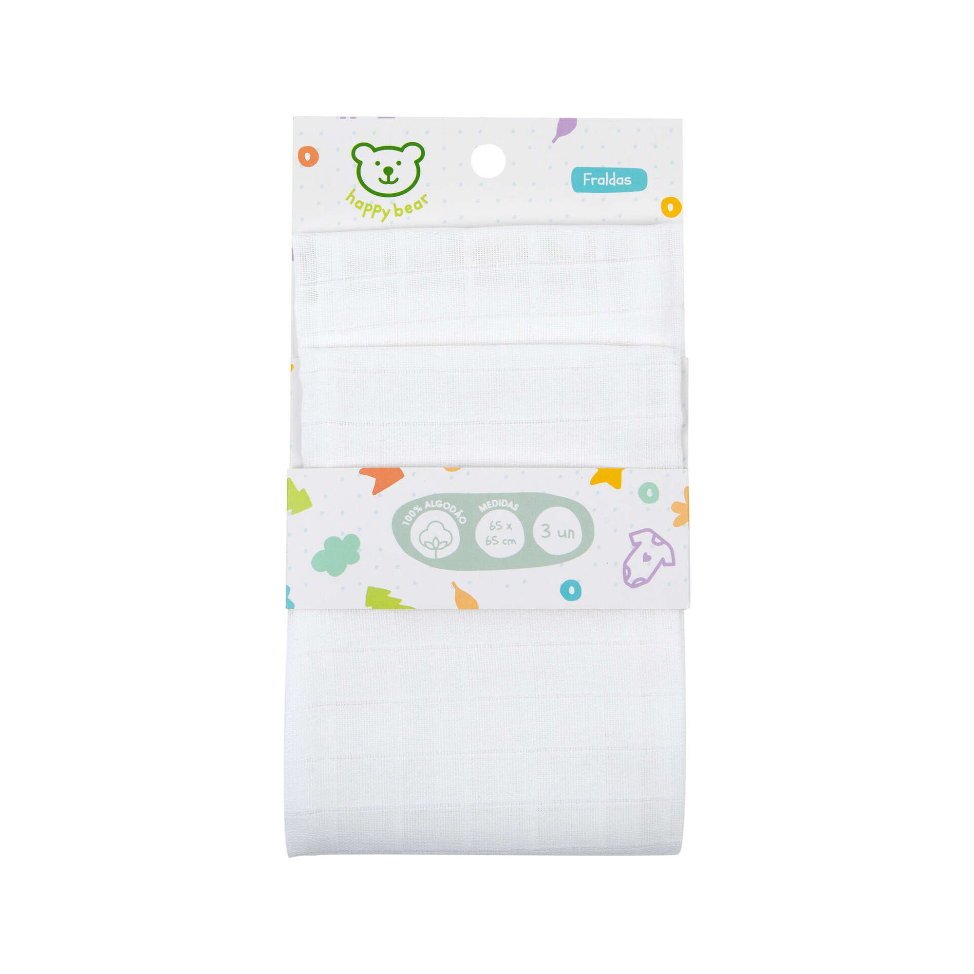 Conjunto 3 Fraldas 65x65cm Branca