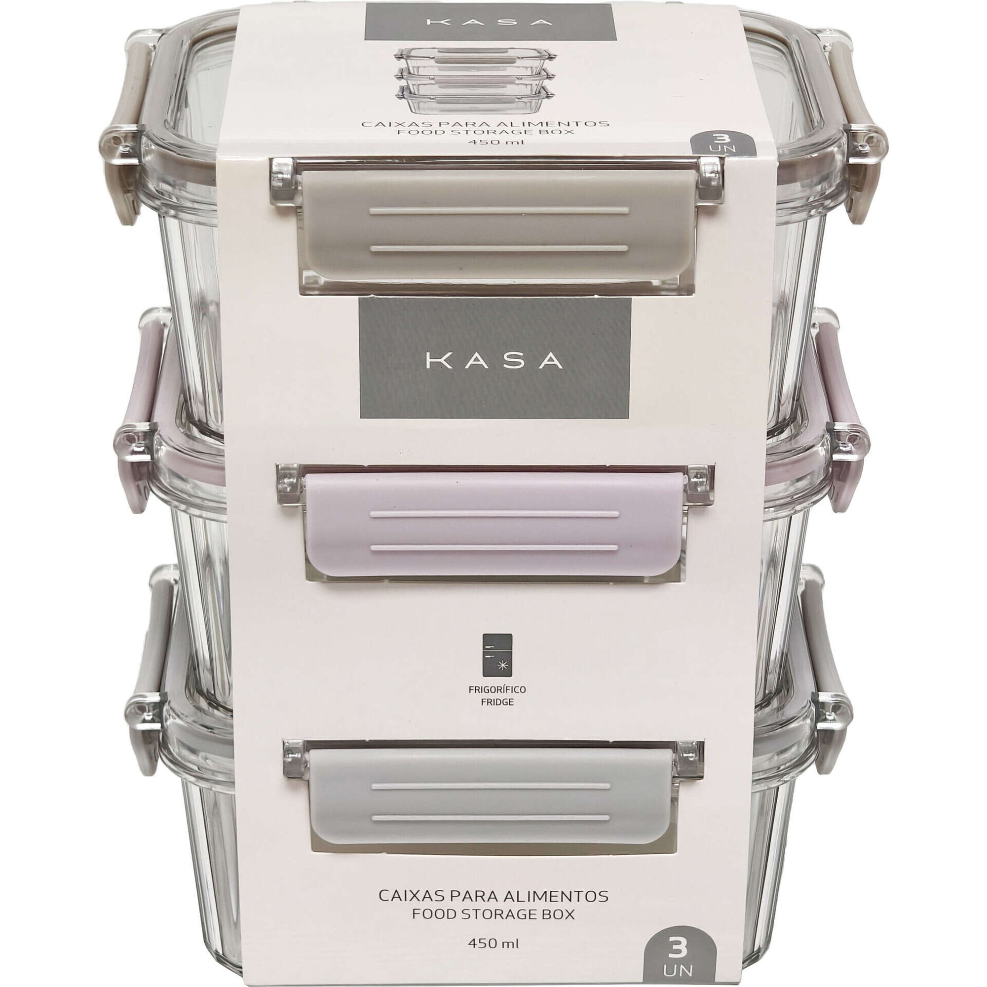 Conjunto 3 Caixas com Fecho 450ml Kasa