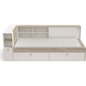 Cama Solteiro 119x229x88cm Branca e Carvalho Life